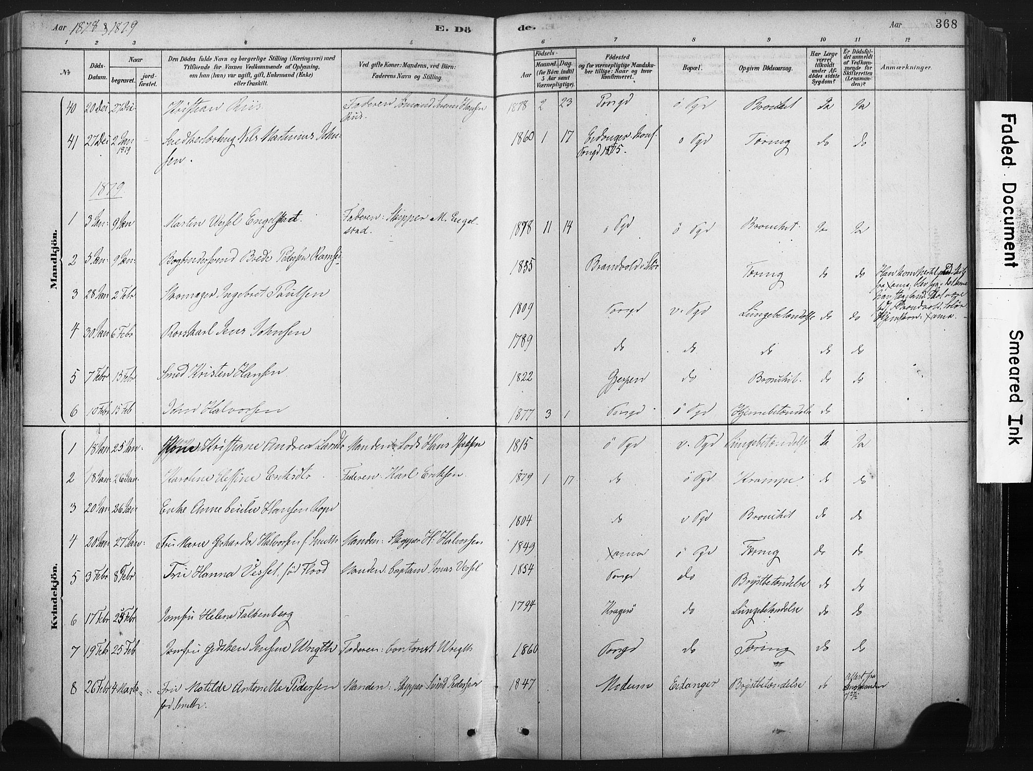 Porsgrunn kirkebøker , AV/SAKO-A-104/F/Fa/L0008: Parish register (official) no. 8, 1878-1895, p. 368