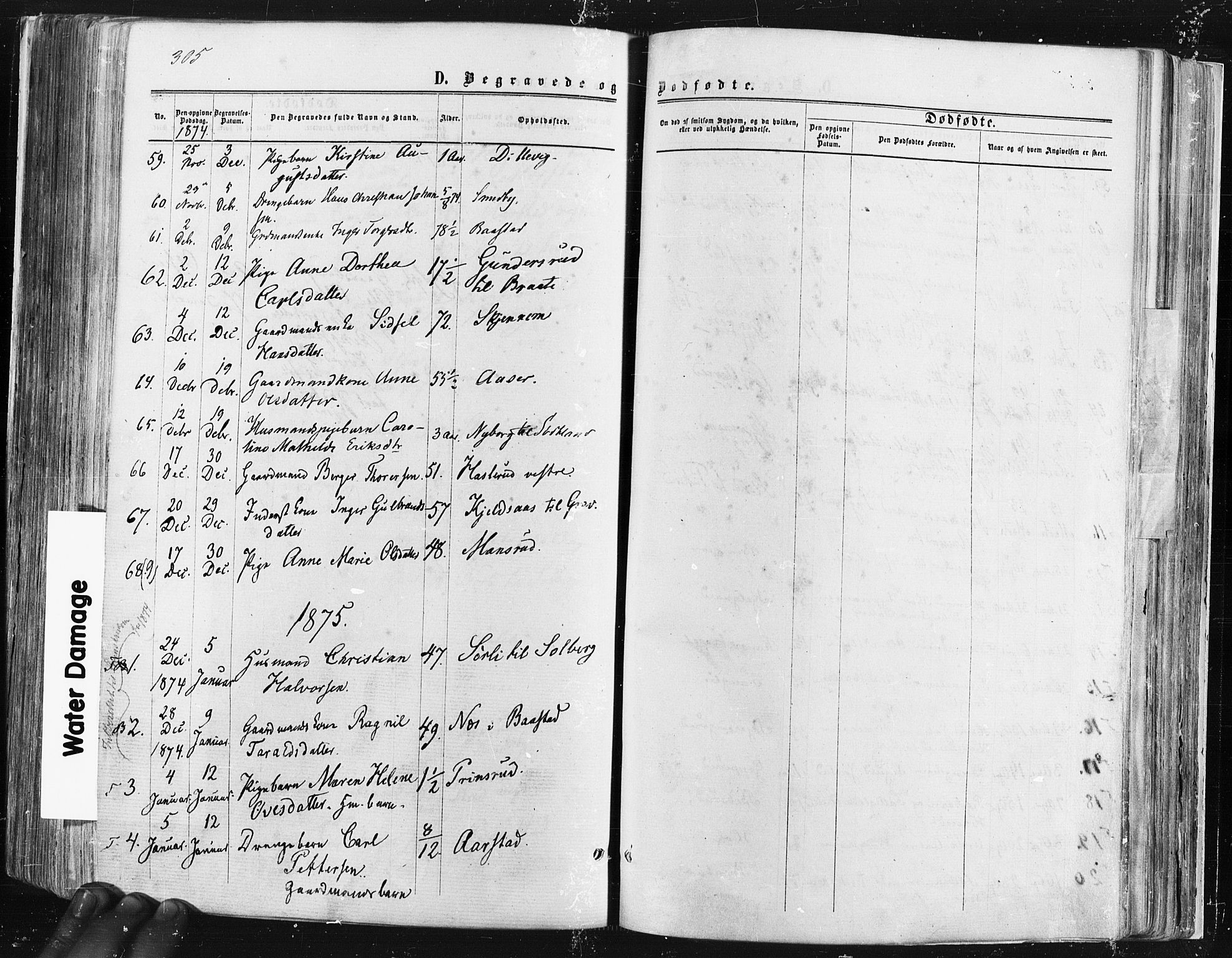 Trøgstad prestekontor Kirkebøker, AV/SAO-A-10925/F/Fa/L0009: Parish register (official) no. I 9, 1865-1877, p. 305