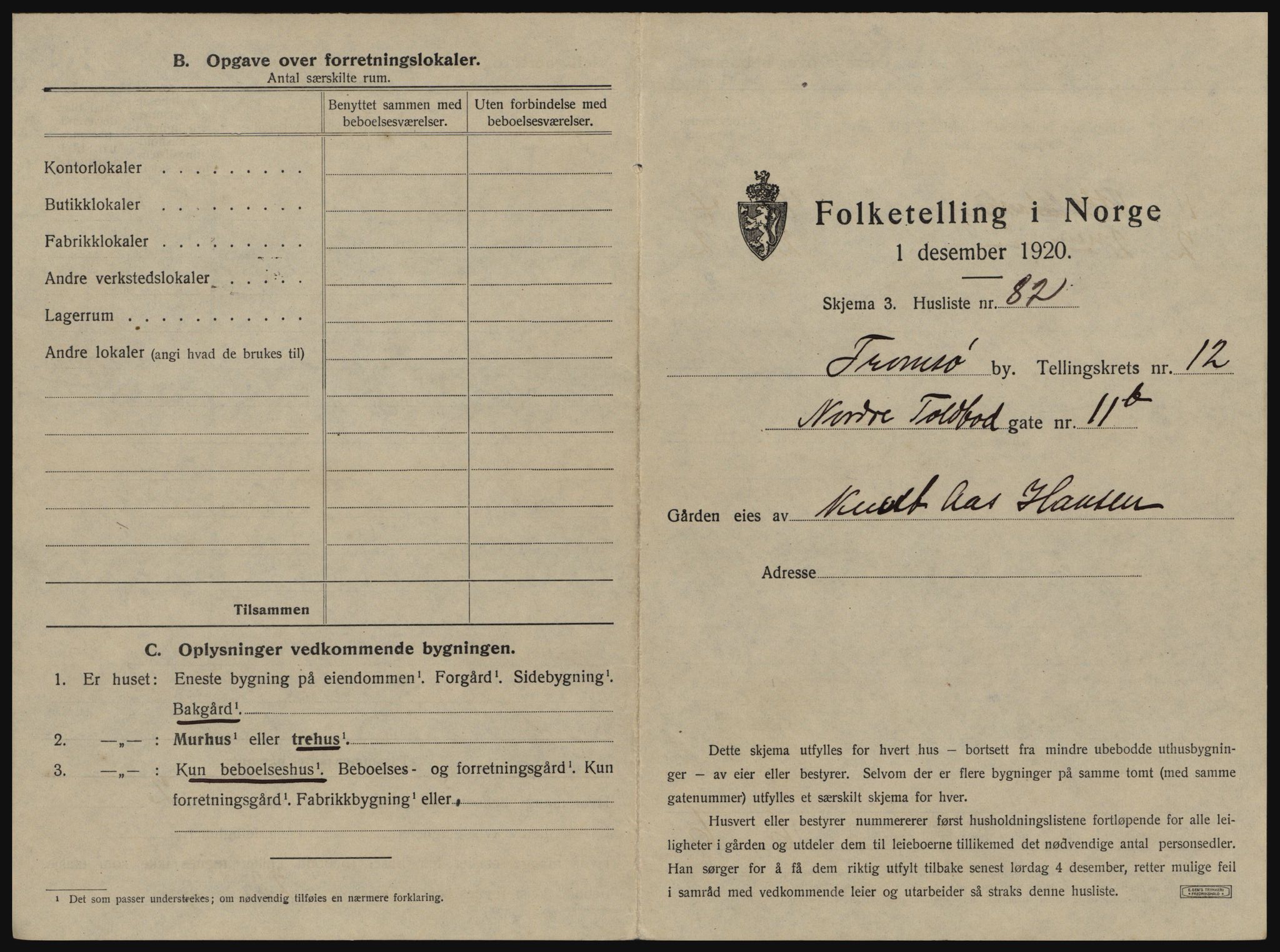 SATØ, 1920 census for Tromsø, 1920, p. 2117