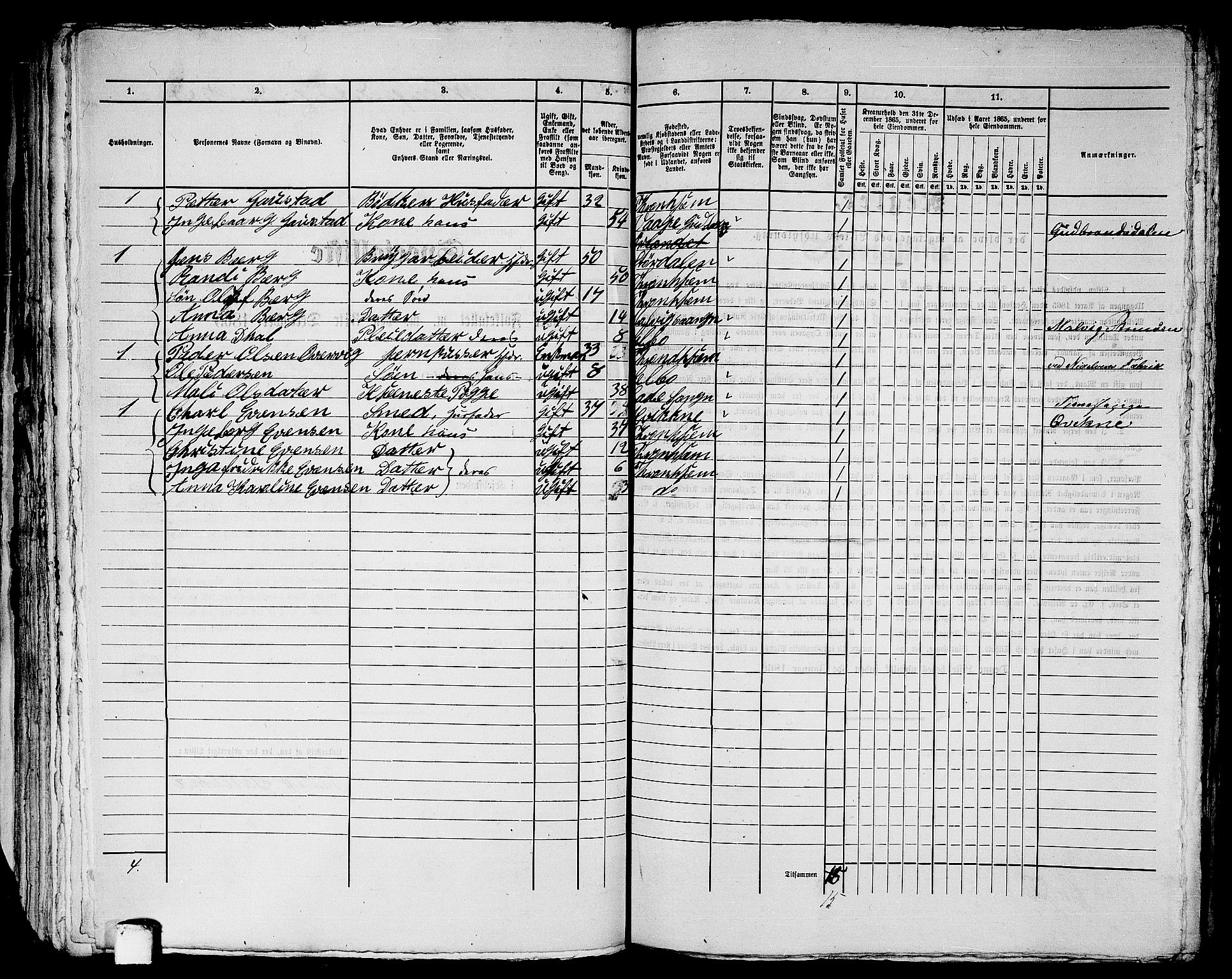 RA, 1865 census for Trondheim, 1865, p. 2752