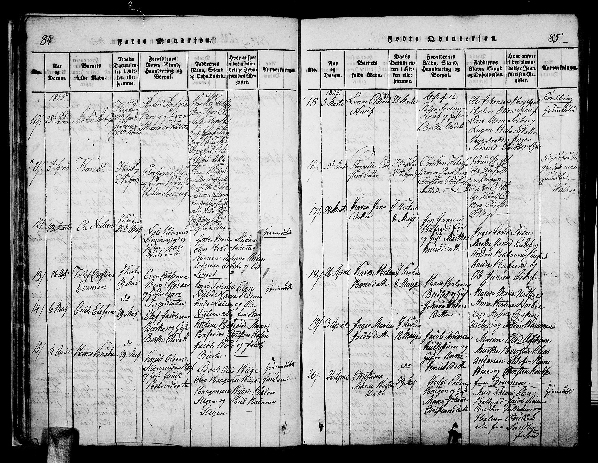 Hof kirkebøker, AV/SAKO-A-64/F/Fa/L0004: Parish register (official) no. I 4, 1814-1843, p. 84-85