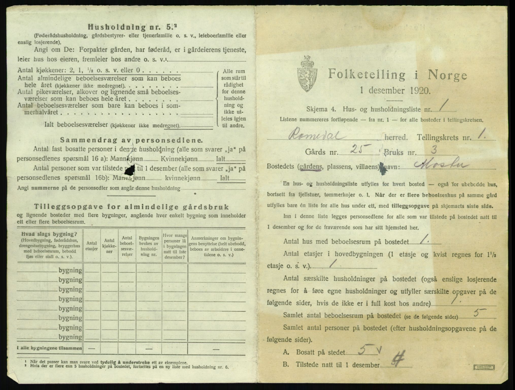 SAH, 1920 census for Romedal, 1920, p. 59