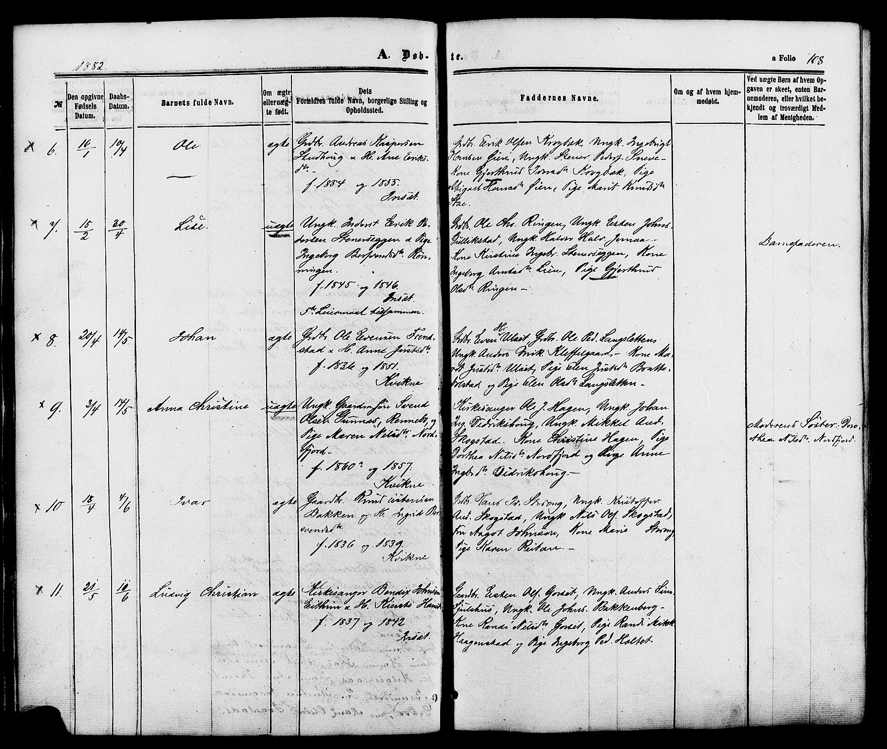 Kvikne prestekontor, SAH/PREST-064/H/Ha/Haa/L0006: Parish register (official) no. 6, 1863-1886, p. 108
