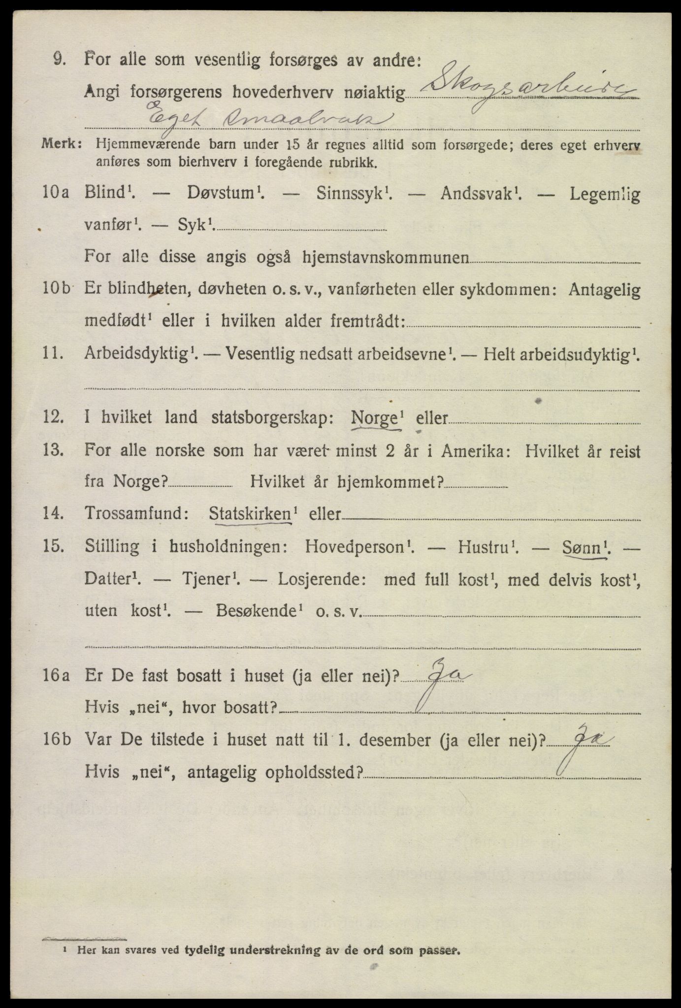 SAK, 1920 census for Hylestad, 1920, p. 1109