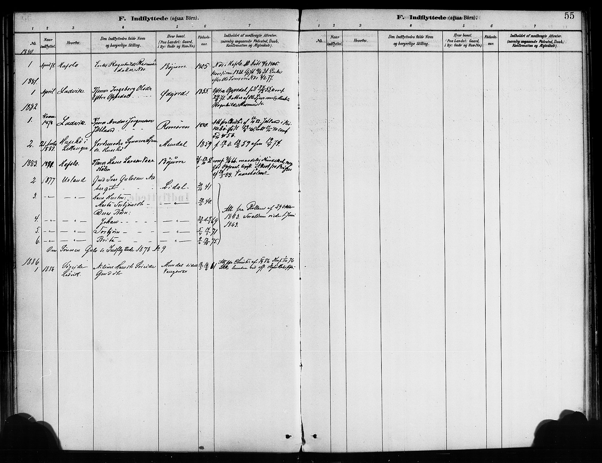 Balestrand sokneprestembete, SAB/A-79601/H/Haa/Haaa/L0004: Parish register (official) no. A 4 /2, 1879-1888, p. 55
