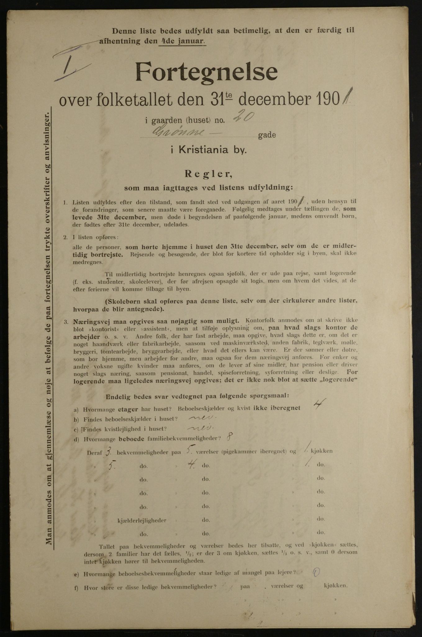 OBA, Municipal Census 1901 for Kristiania, 1901, p. 5263