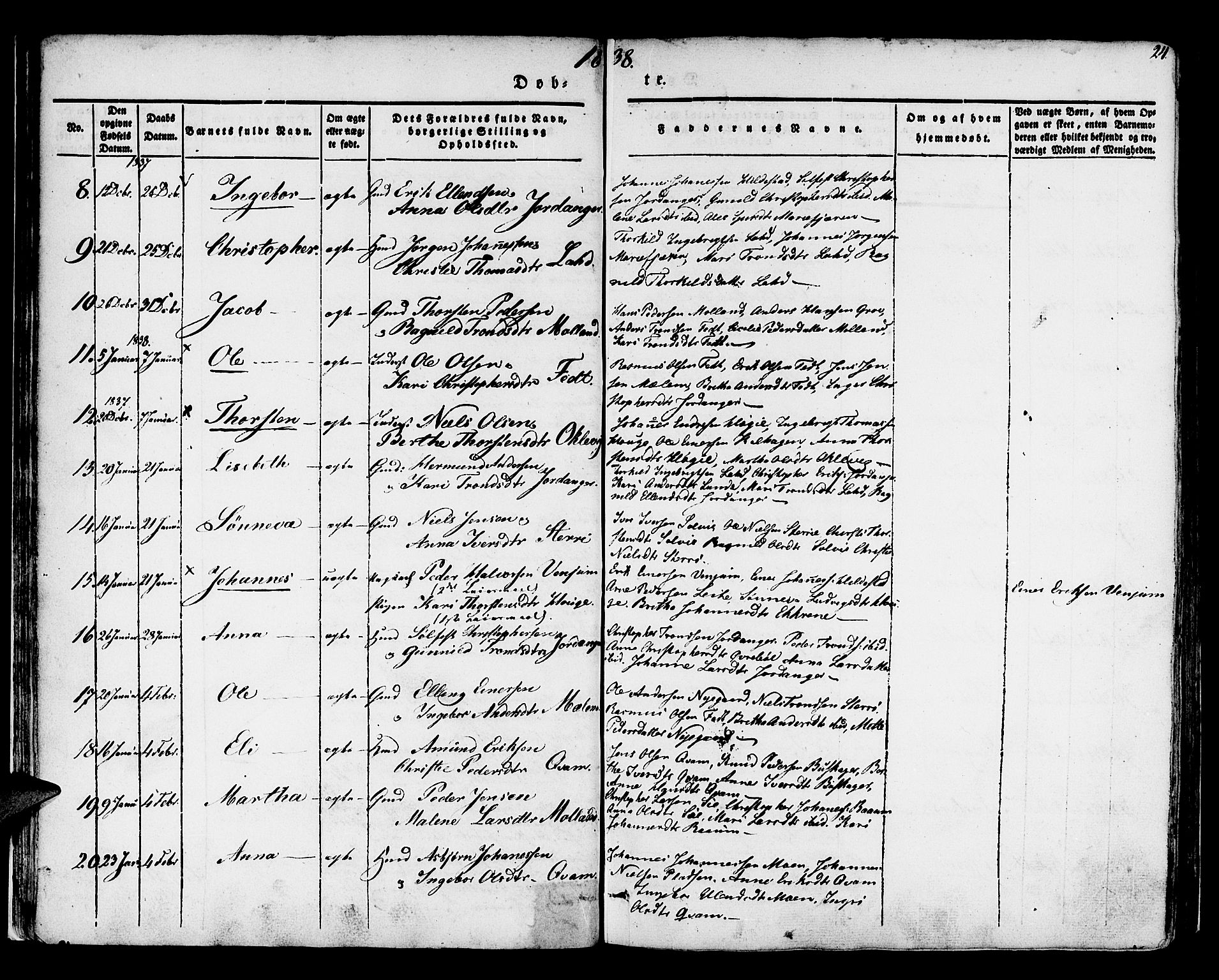 Hafslo sokneprestembete, SAB/A-80301/H/Haa/Haaa/L0005: Parish register (official) no. A 5, 1834-1852, p. 24