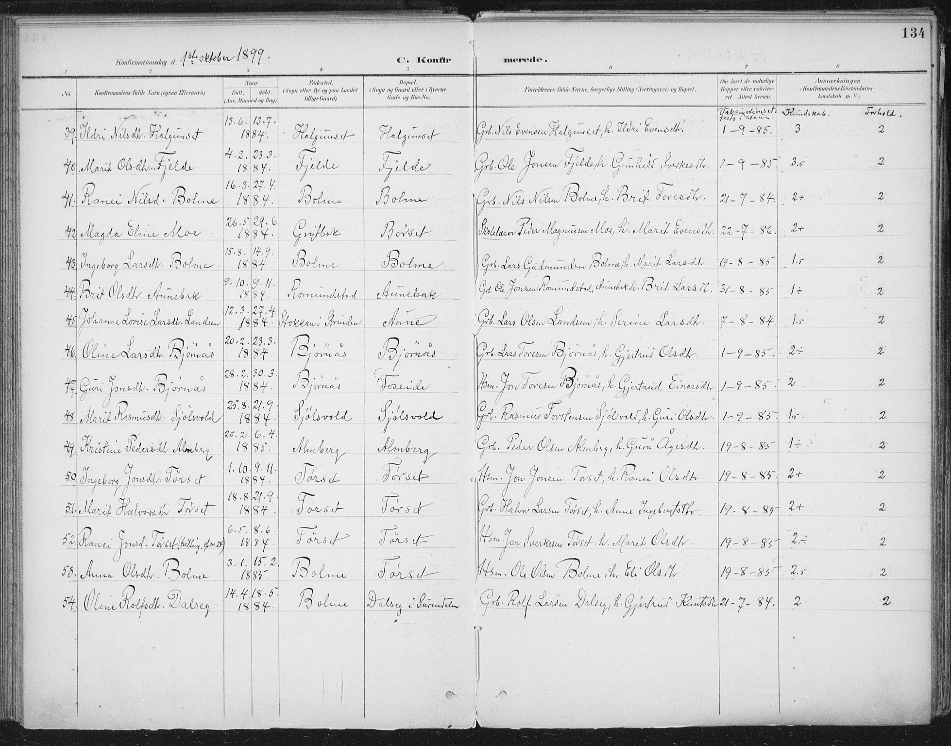 Ministerialprotokoller, klokkerbøker og fødselsregistre - Møre og Romsdal, AV/SAT-A-1454/598/L1072: Parish register (official) no. 598A06, 1896-1910, p. 134