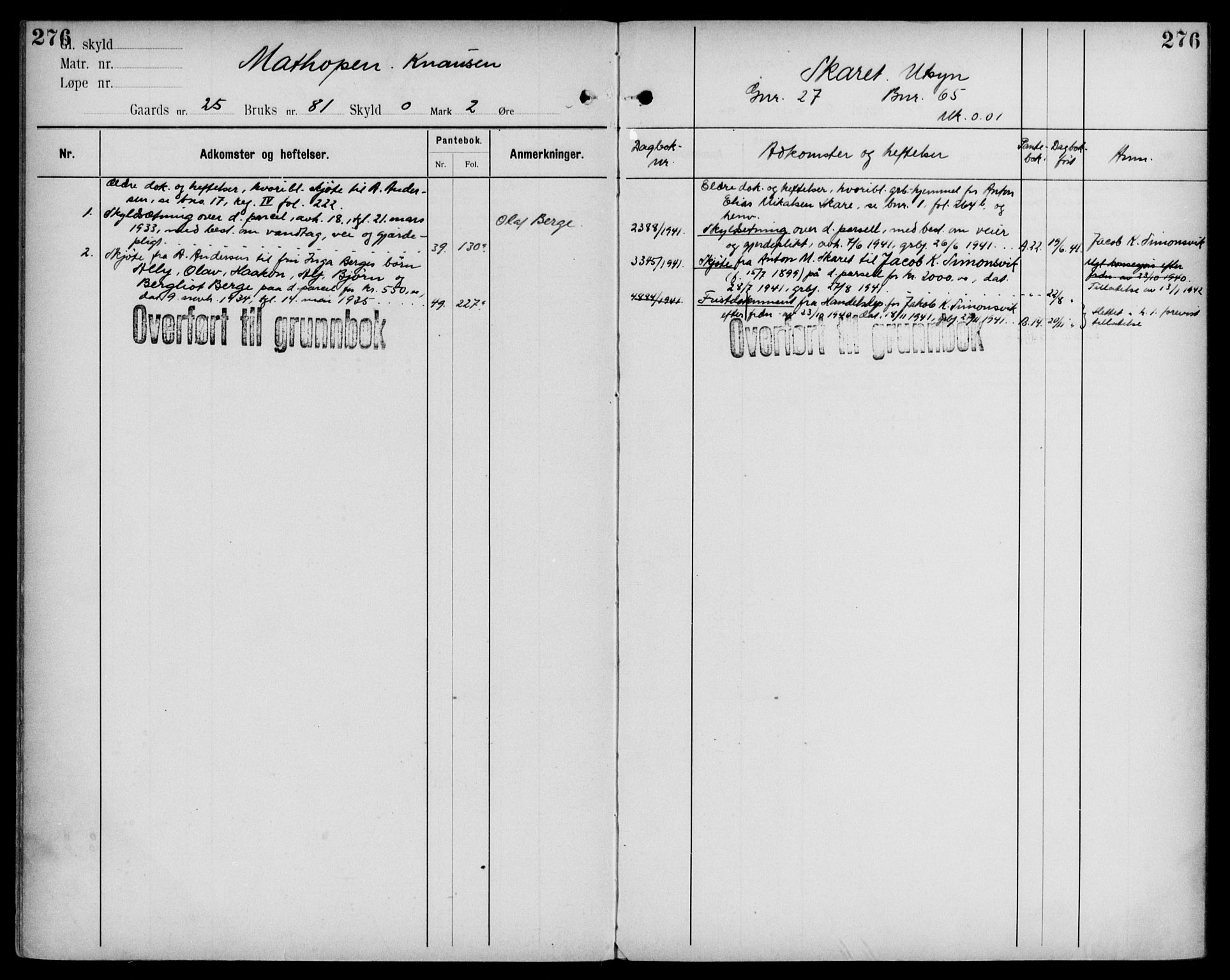 Midhordland sorenskriveri, AV/SAB-A-3001/1/G/Ga/Gab/L0109: Mortgage register no. II.A.b.109, p. 276