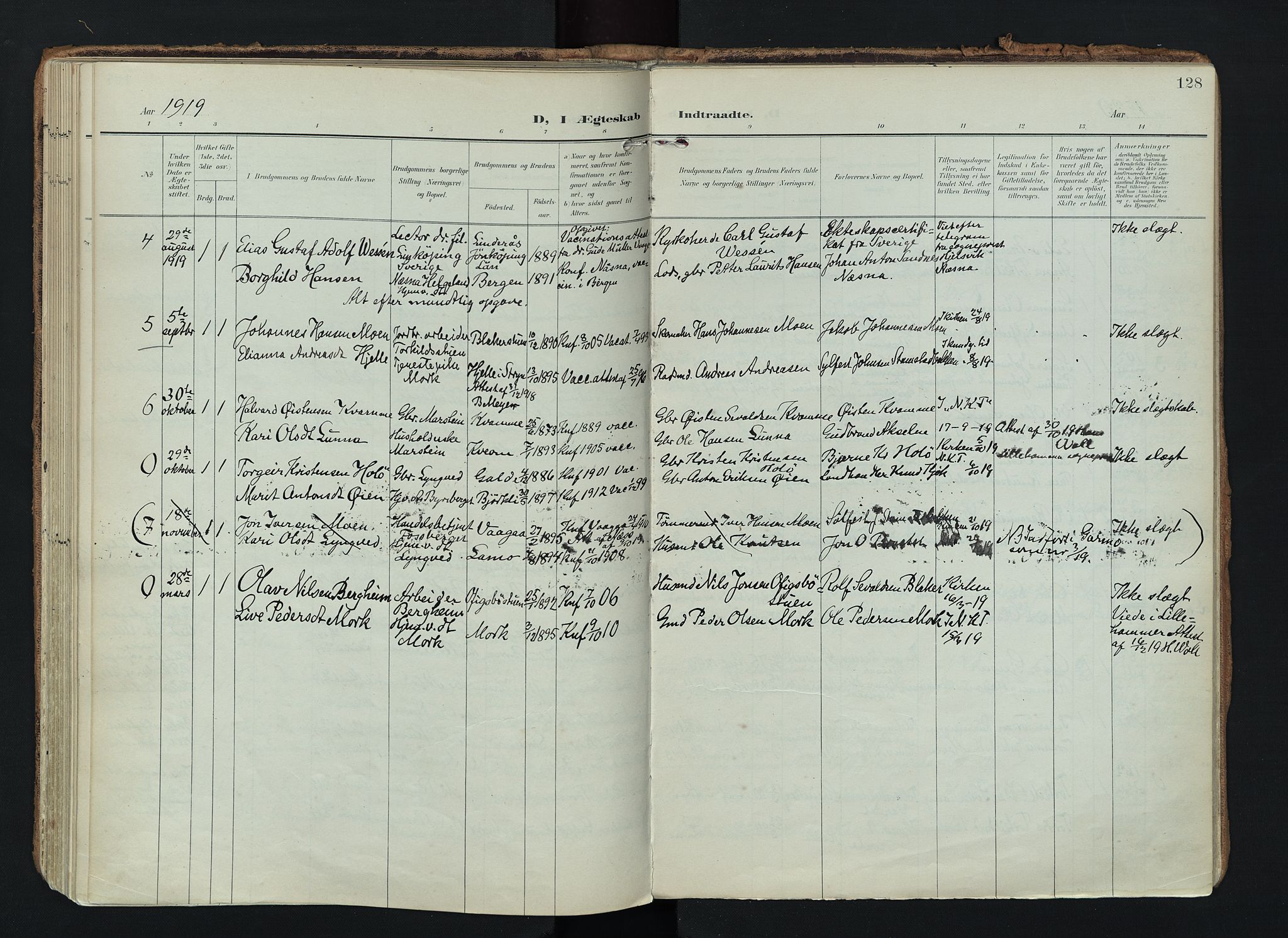 Lom prestekontor, SAH/PREST-070/K/L0010: Parish register (official) no. 10, 1899-1926, p. 128