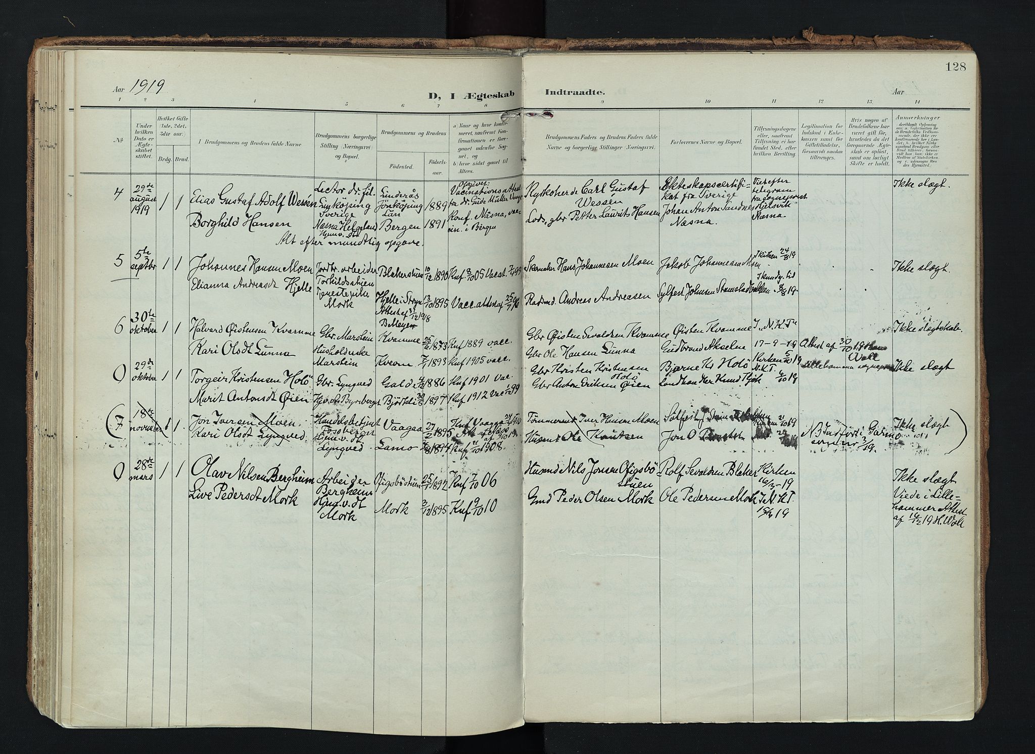 Lom prestekontor, AV/SAH-PREST-070/K/L0010: Parish register (official) no. 10, 1899-1926, p. 128