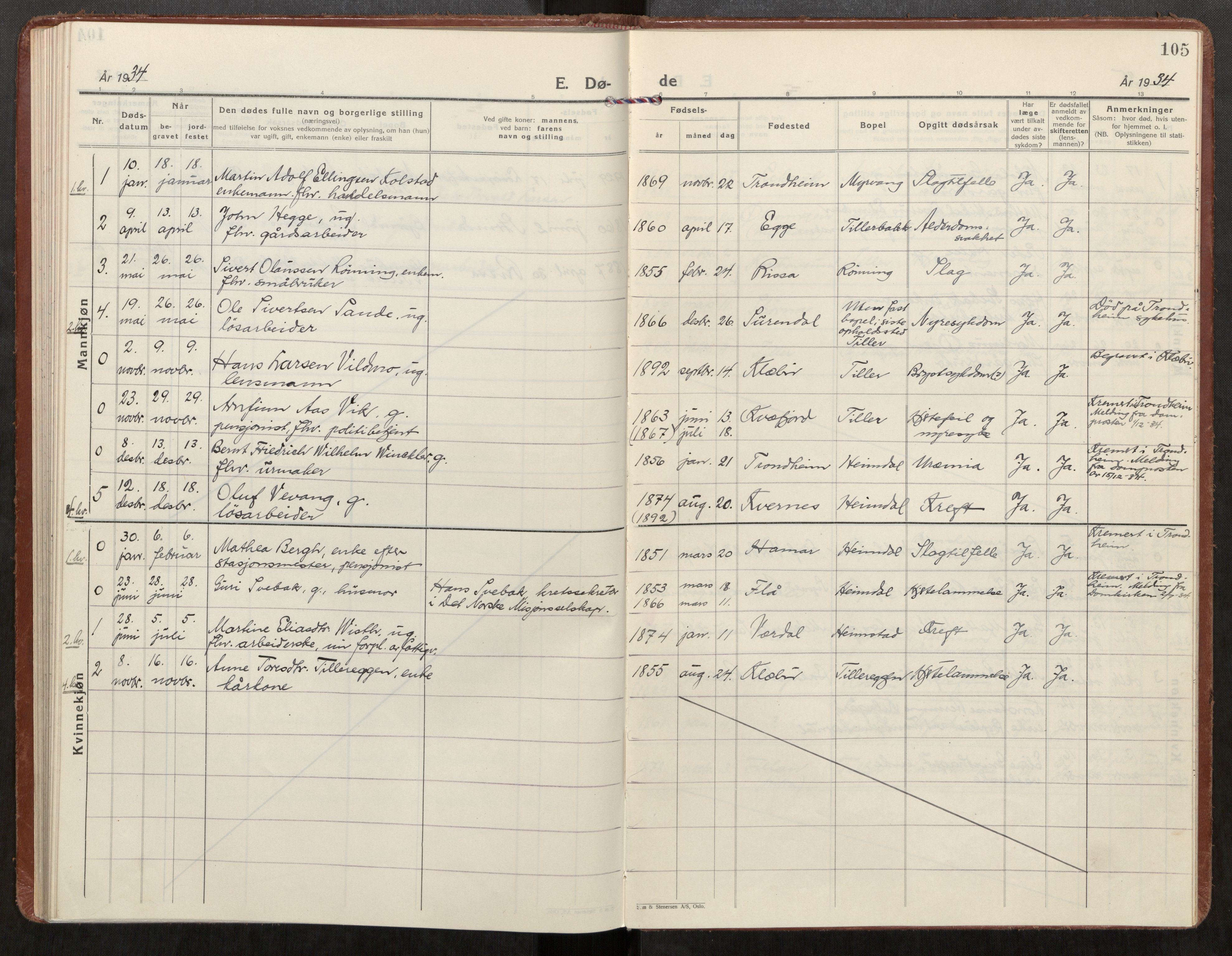 Klæbu sokneprestkontor, AV/SAT-A-1112: Parish register (official) no. 4, 1925-1943, p. 105