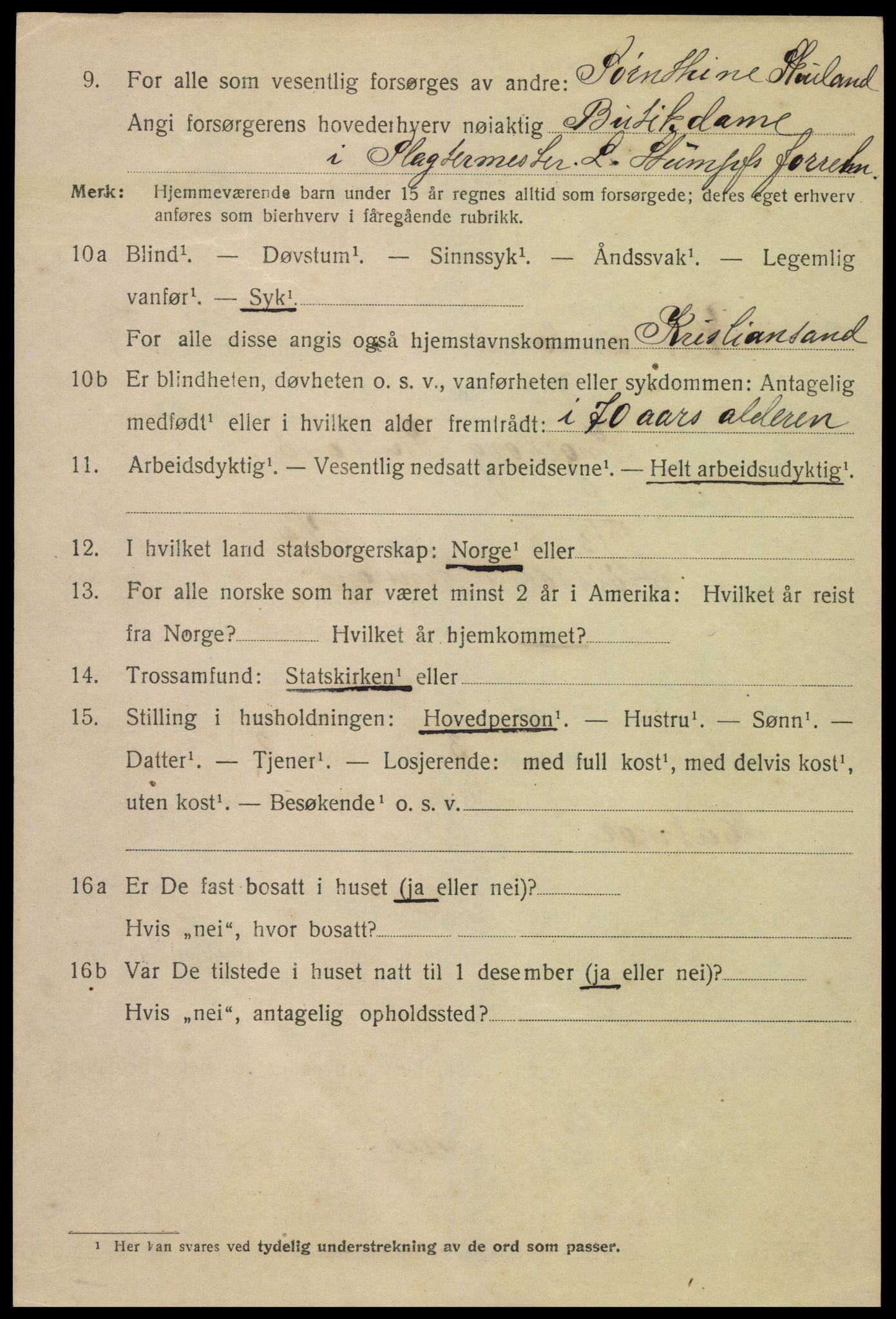 SAK, 1920 census for Kristiansand, 1920, p. 20538