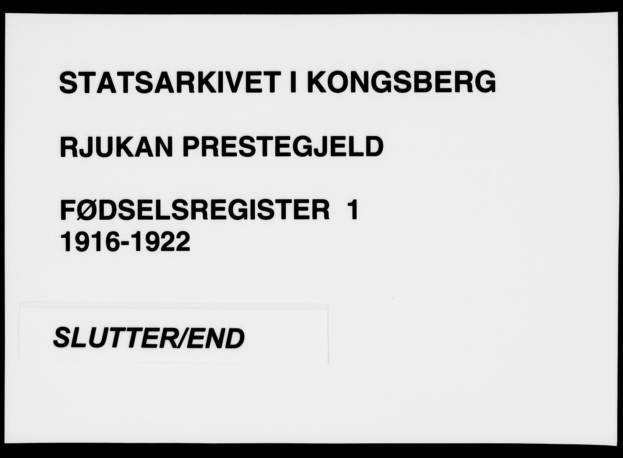 Rjukan kirkebøker, AV/SAKO-A-294/J/Ja/L0001: Birth register no. 1, 1916-1922