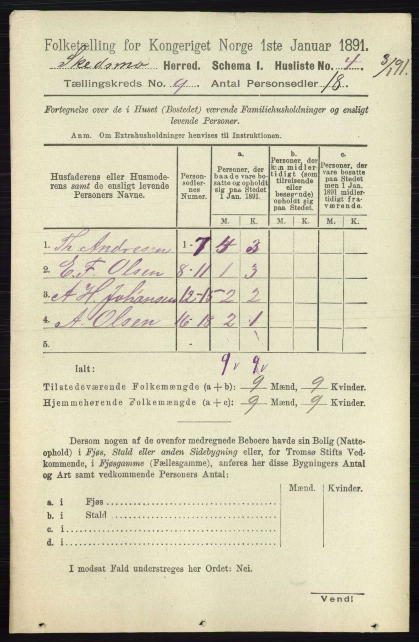 RA, 1891 census for 0231 Skedsmo, 1891, p. 5030