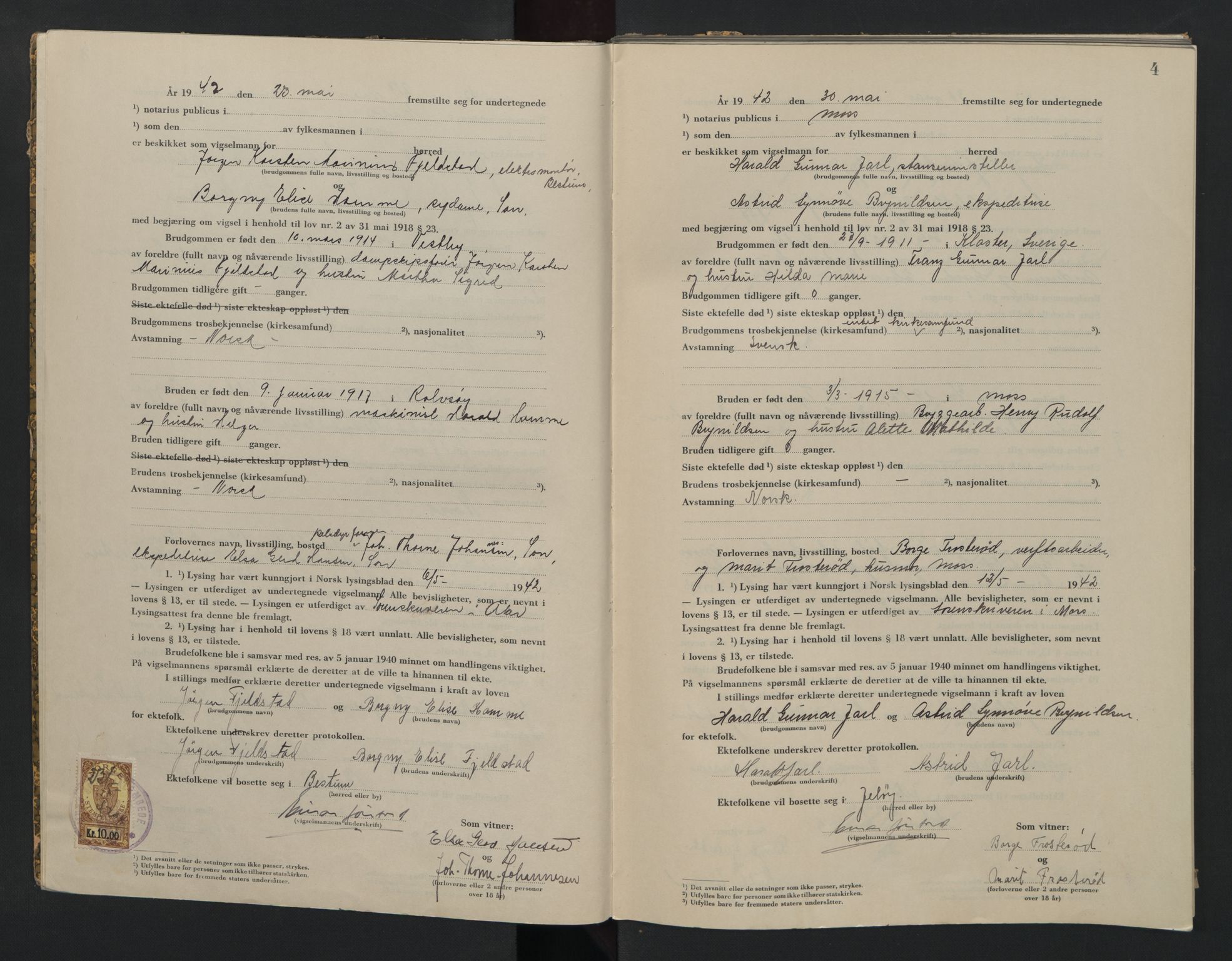 Moss sorenskriveri, AV/SAO-A-10168, 1942-1943, p. 4