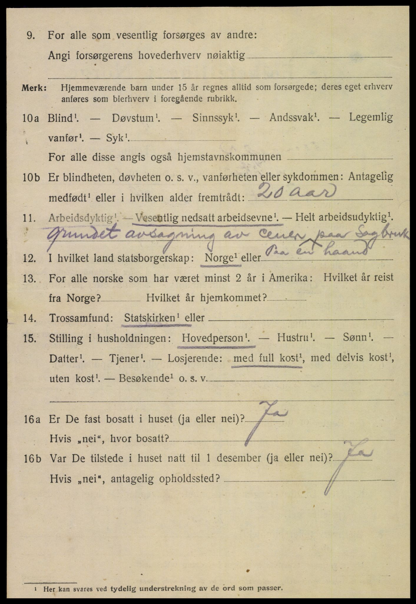 SAT, 1920 census for Steinkjer, 1920, p. 5723