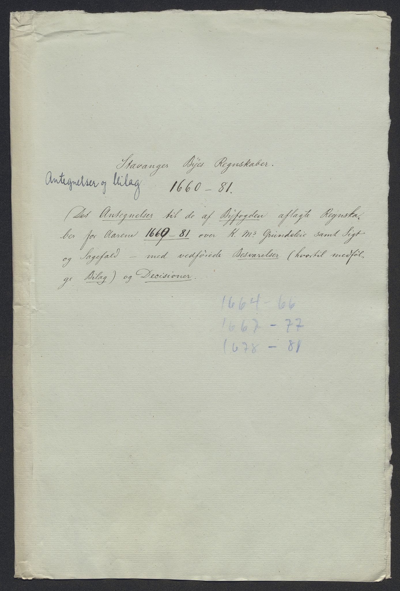 Rentekammeret inntil 1814, Reviderte regnskaper, Byregnskaper, AV/RA-EA-4066/R/Ro/L0316: [O14] Sikt og sakefall, 1662-1693, p. 194