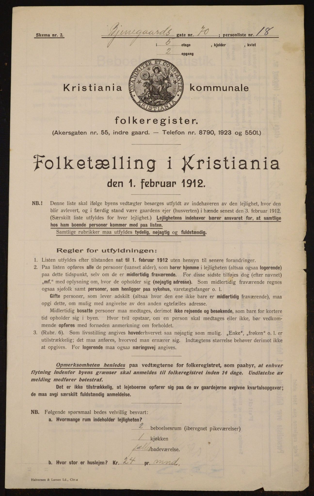 OBA, Municipal Census 1912 for Kristiania, 1912, p. 6277