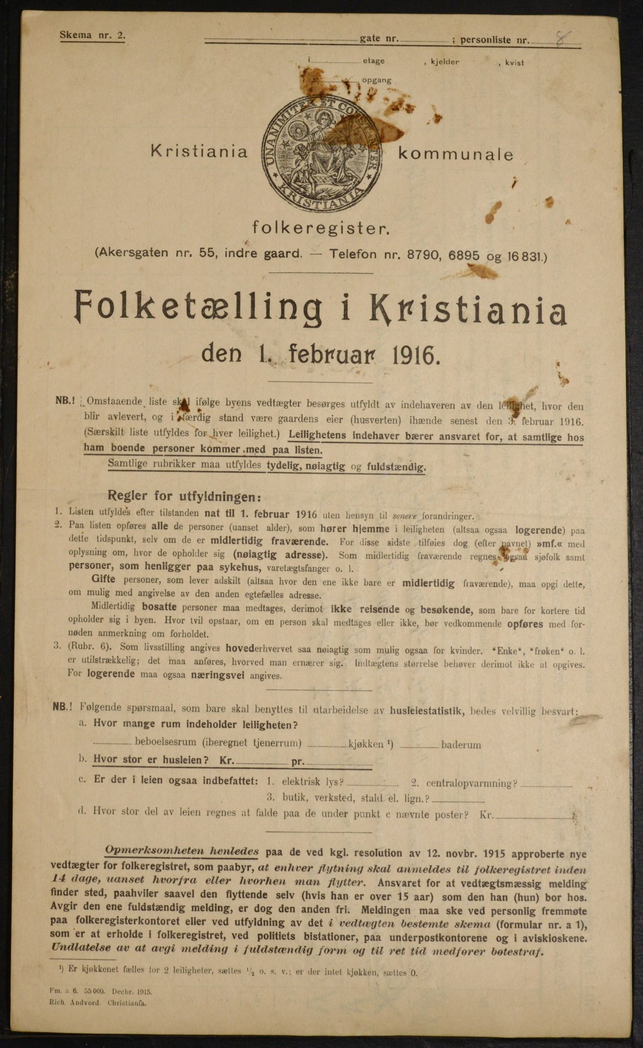 OBA, Municipal Census 1916 for Kristiania, 1916, p. 82123