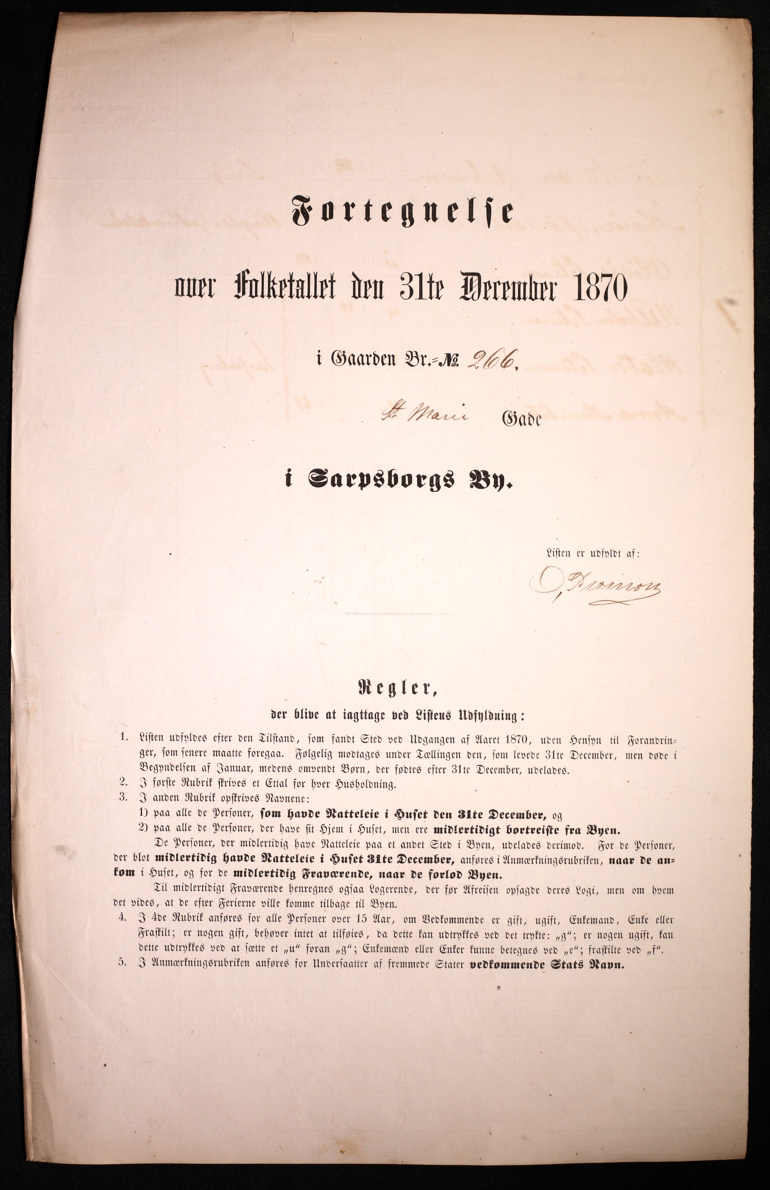 RA, 1870 census for 0102 Sarpsborg, 1870, p. 85