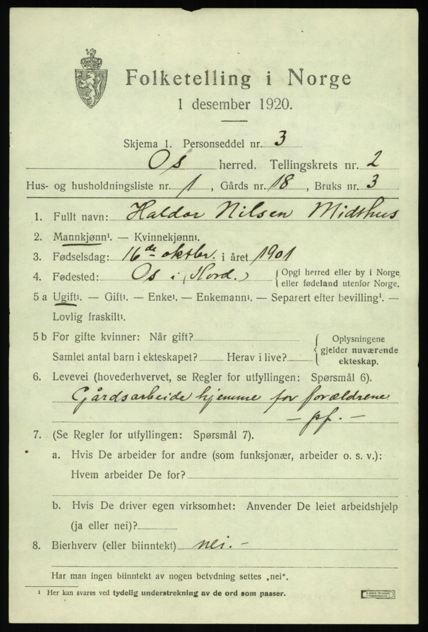 SAB, 1920 census for Os, 1920, p. 1768