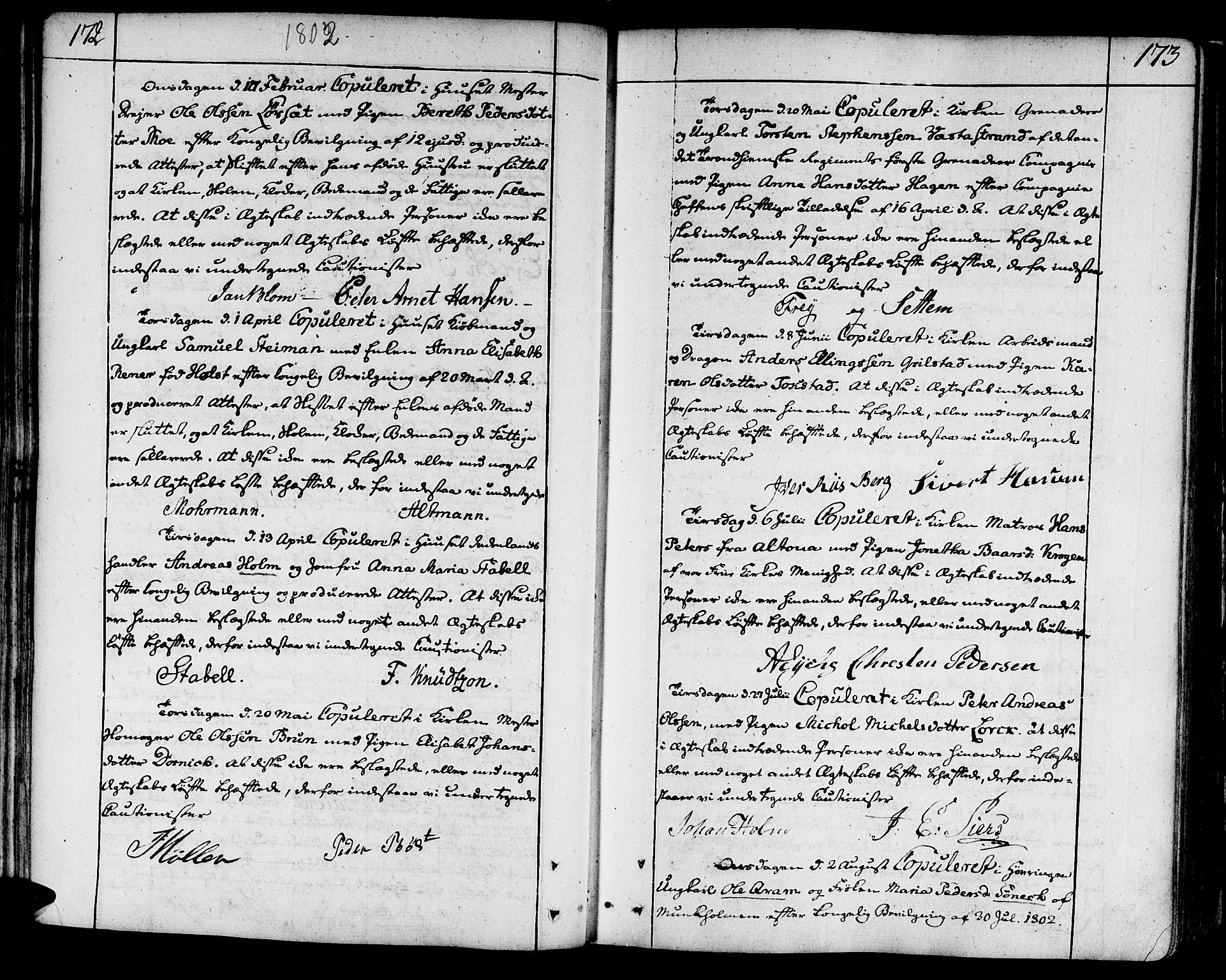 Ministerialprotokoller, klokkerbøker og fødselsregistre - Sør-Trøndelag, SAT/A-1456/602/L0105: Parish register (official) no. 602A03, 1774-1814, p. 172-173