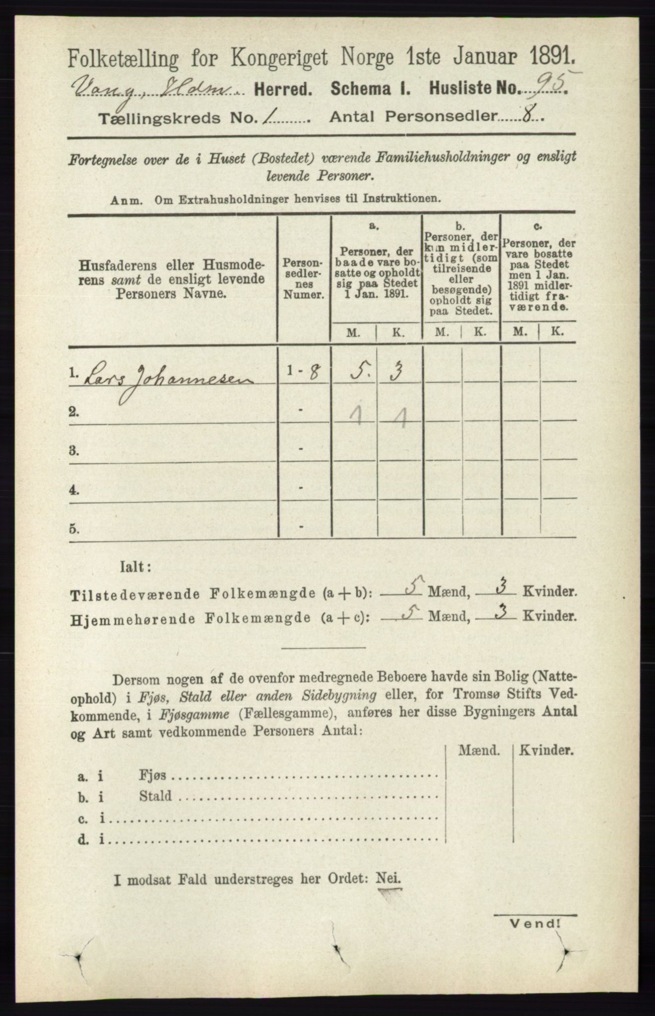 RA, 1891 census for 0414 Vang, 1891, p. 144