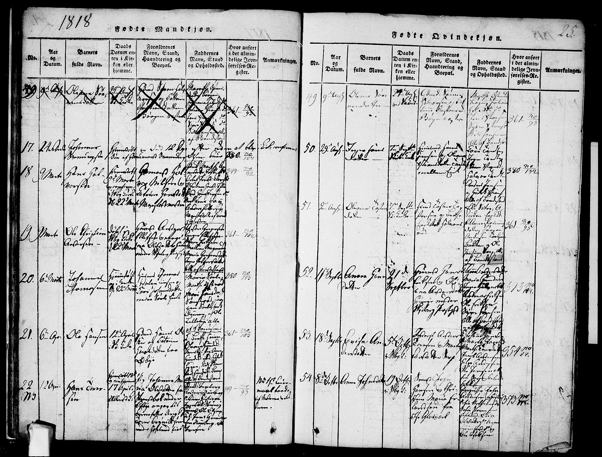 Skjeberg prestekontor Kirkebøker, SAO/A-10923/F/Fa/L0004: Parish register (official) no. I 4, 1815-1830, p. 25