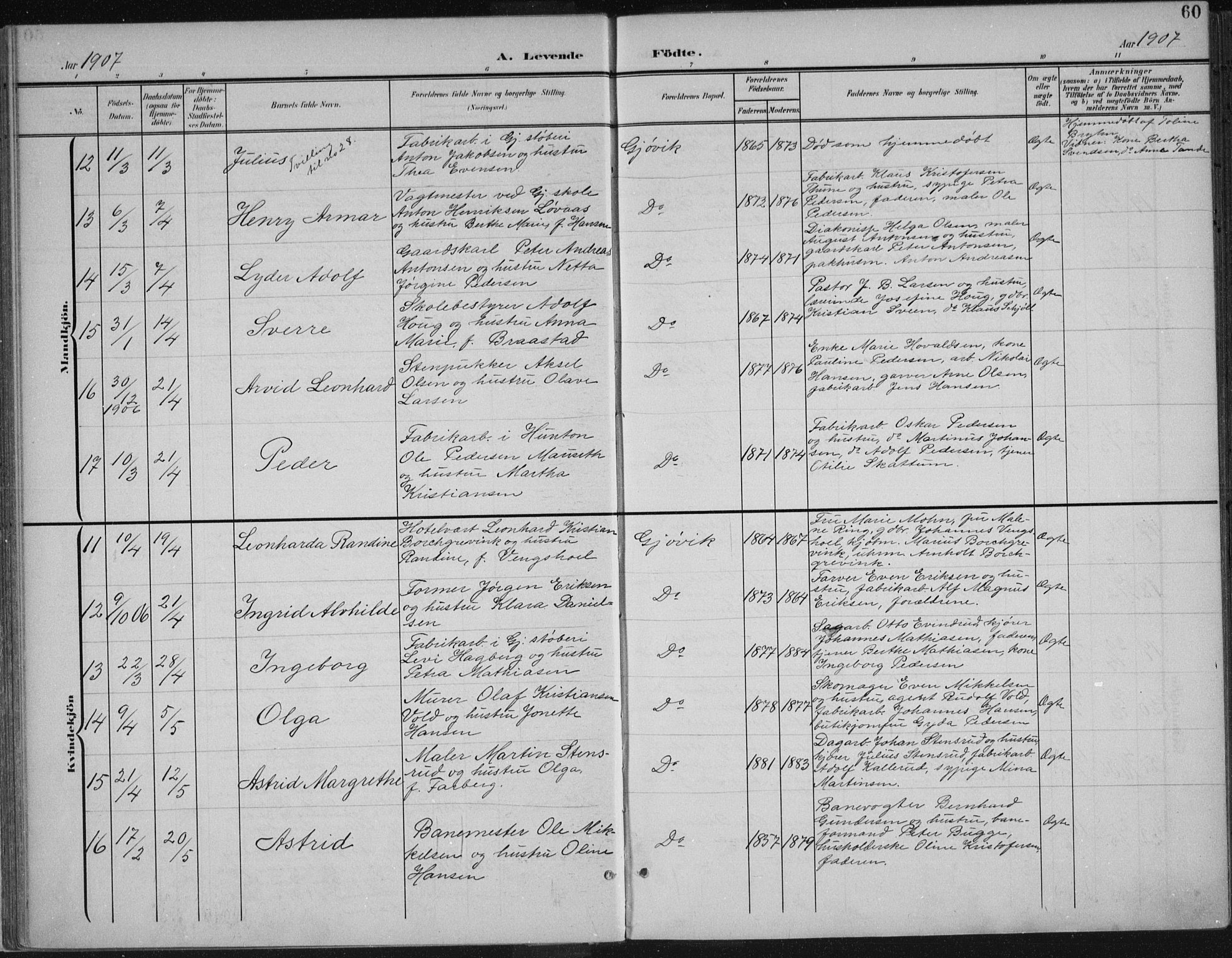 Vardal prestekontor, AV/SAH-PREST-100/H/Ha/Haa/L0013: Parish register (official) no. 13, 1901-1911, p. 60