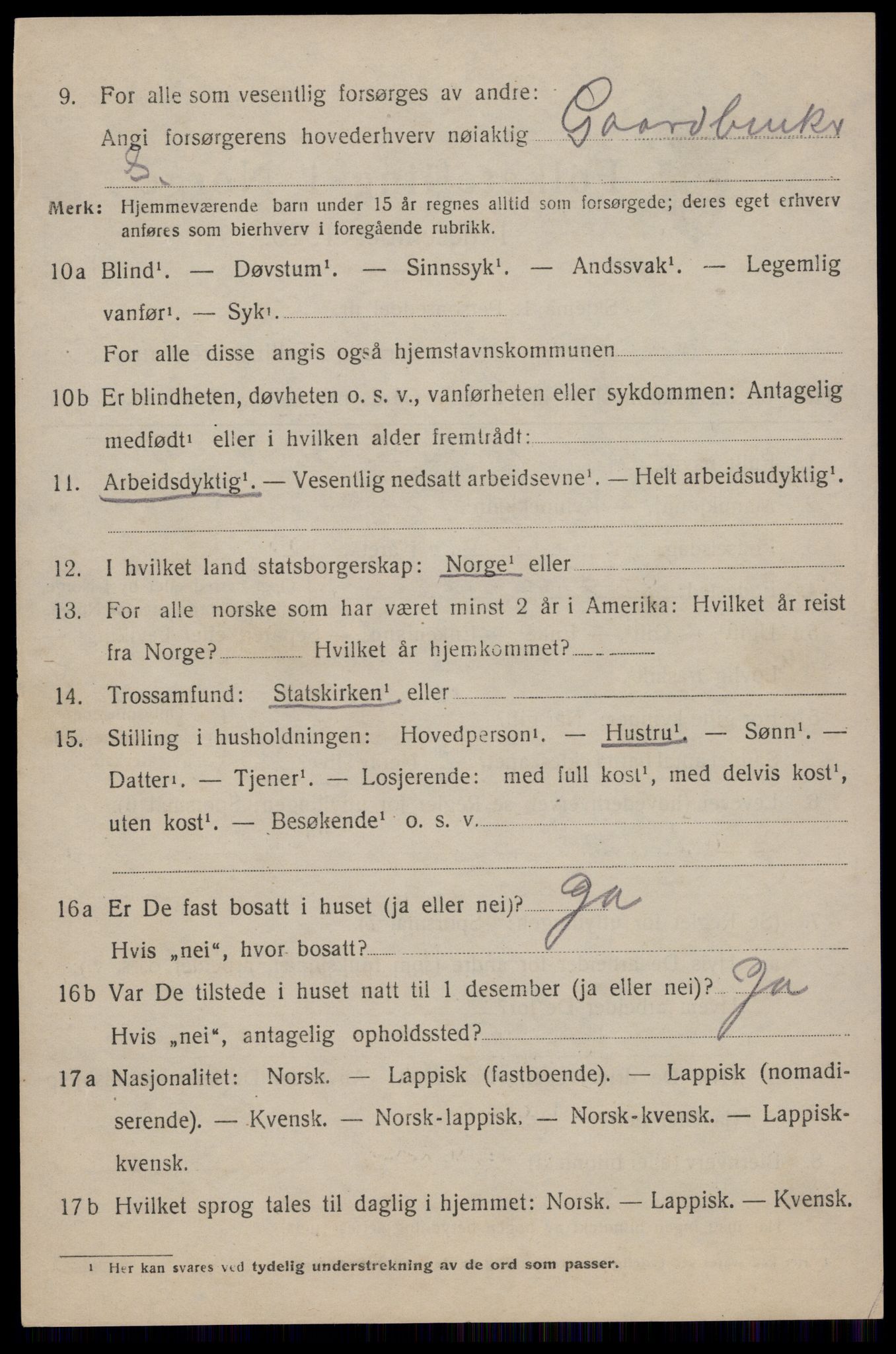 SAT, 1920 census for Flakstad, 1920, p. 1220