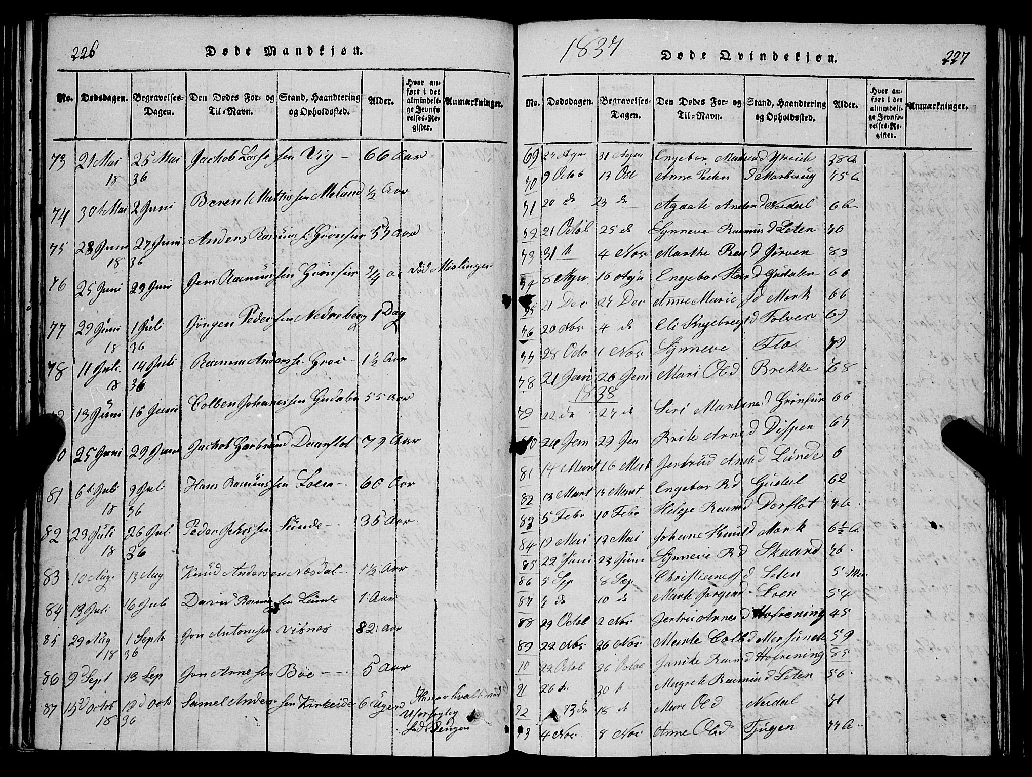 Stryn Sokneprestembete, AV/SAB-A-82501: Parish register (copy) no. C 1, 1801-1845, p. 226-227