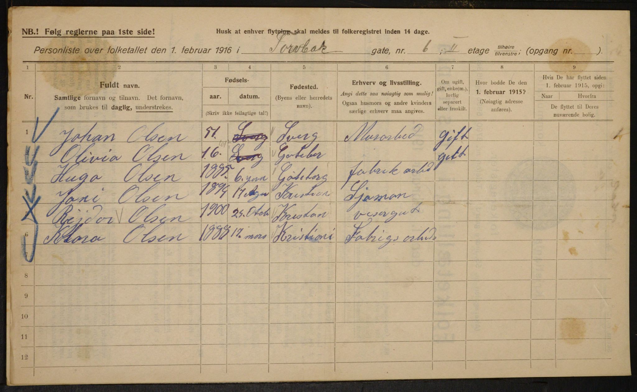 OBA, Municipal Census 1916 for Kristiania, 1916, p. 118341