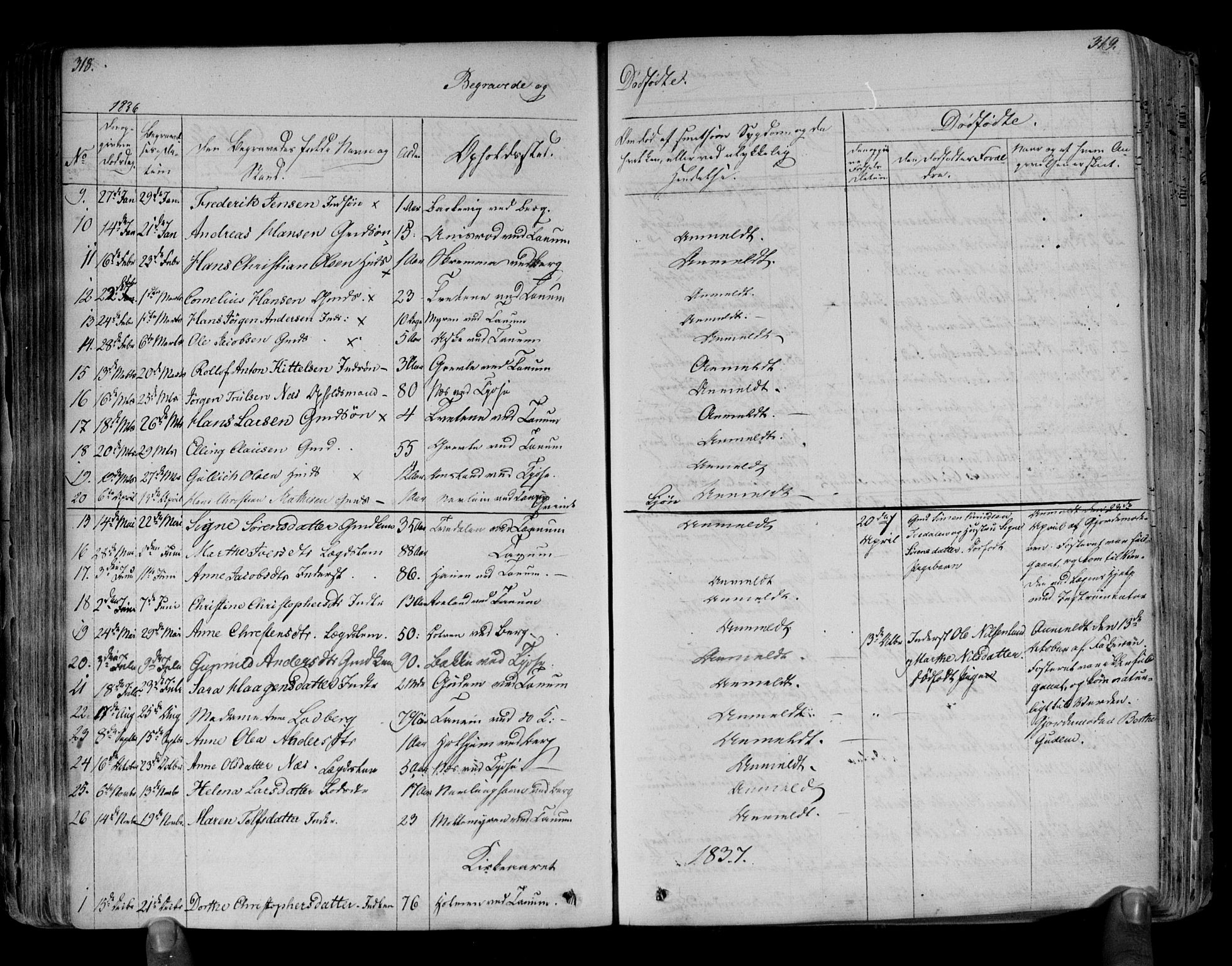 Brunlanes kirkebøker, AV/SAKO-A-342/F/Fa/L0003: Parish register (official) no. I 3, 1834-1845, p. 318-319