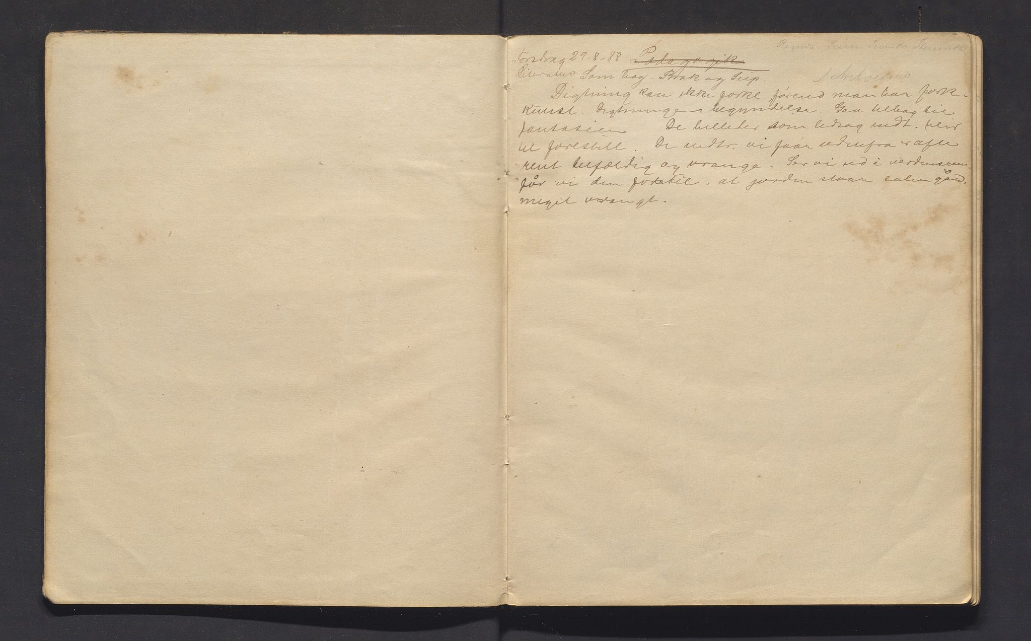 Lilloe, Kristian. Seminarlærar, IKAH/1216-Pa0011/G/Ga/L0001: Religionsanmerkninger K. Lilloi, 1888