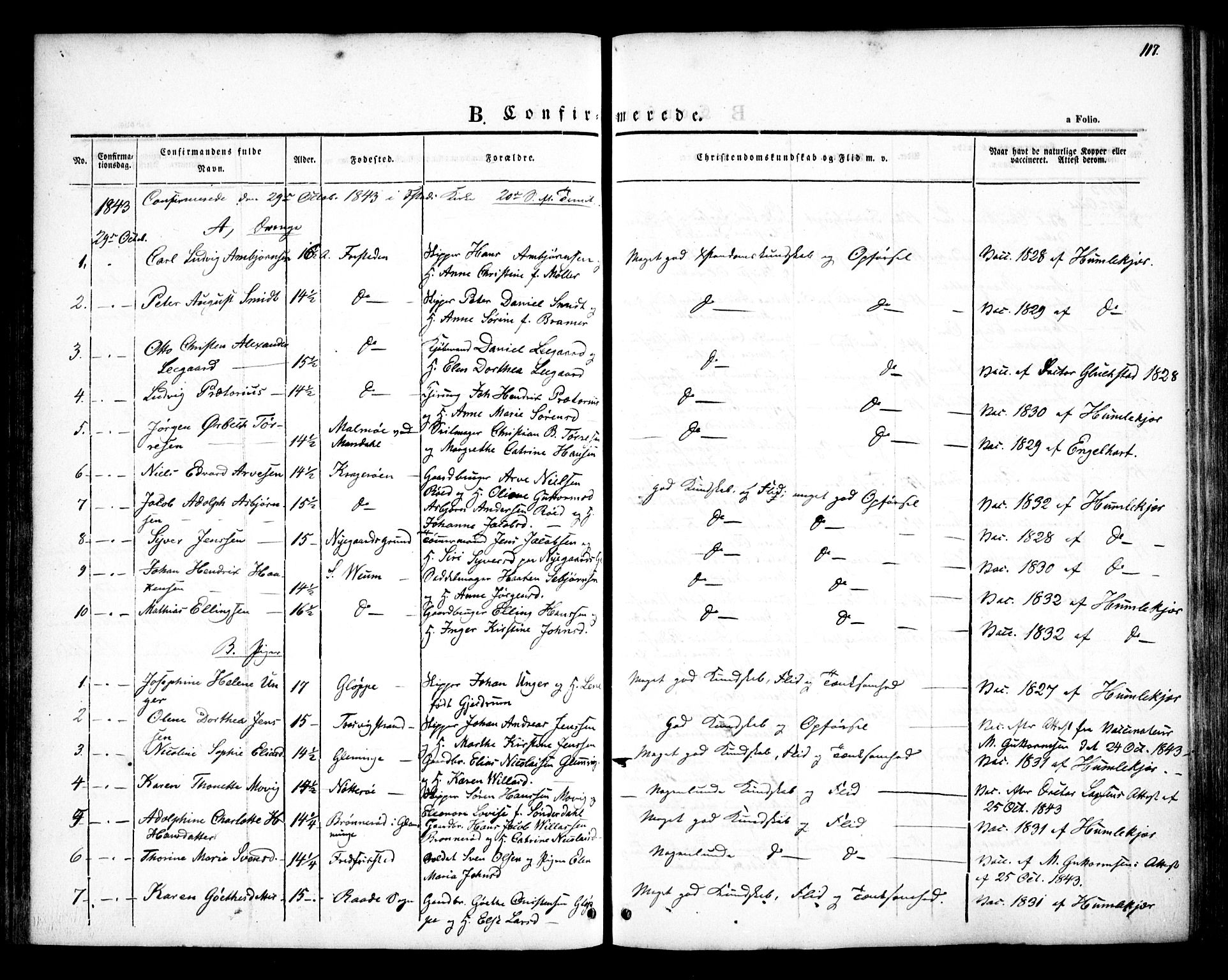 Glemmen prestekontor Kirkebøker, AV/SAO-A-10908/F/Fa/L0005: Parish register (official) no. 5, 1838-1852, p. 117