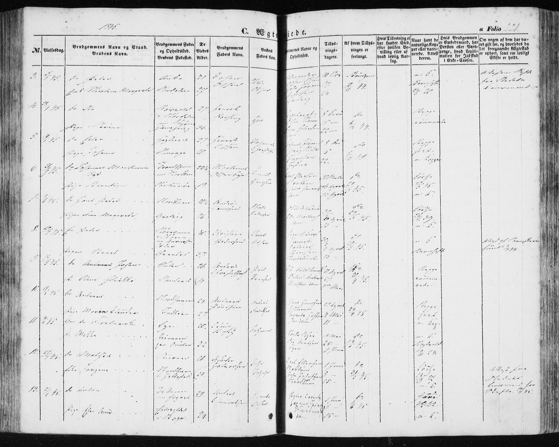 Ministerialprotokoller, klokkerbøker og fødselsregistre - Sør-Trøndelag, SAT/A-1456/634/L0529: Parish register (official) no. 634A05, 1843-1851, p. 221