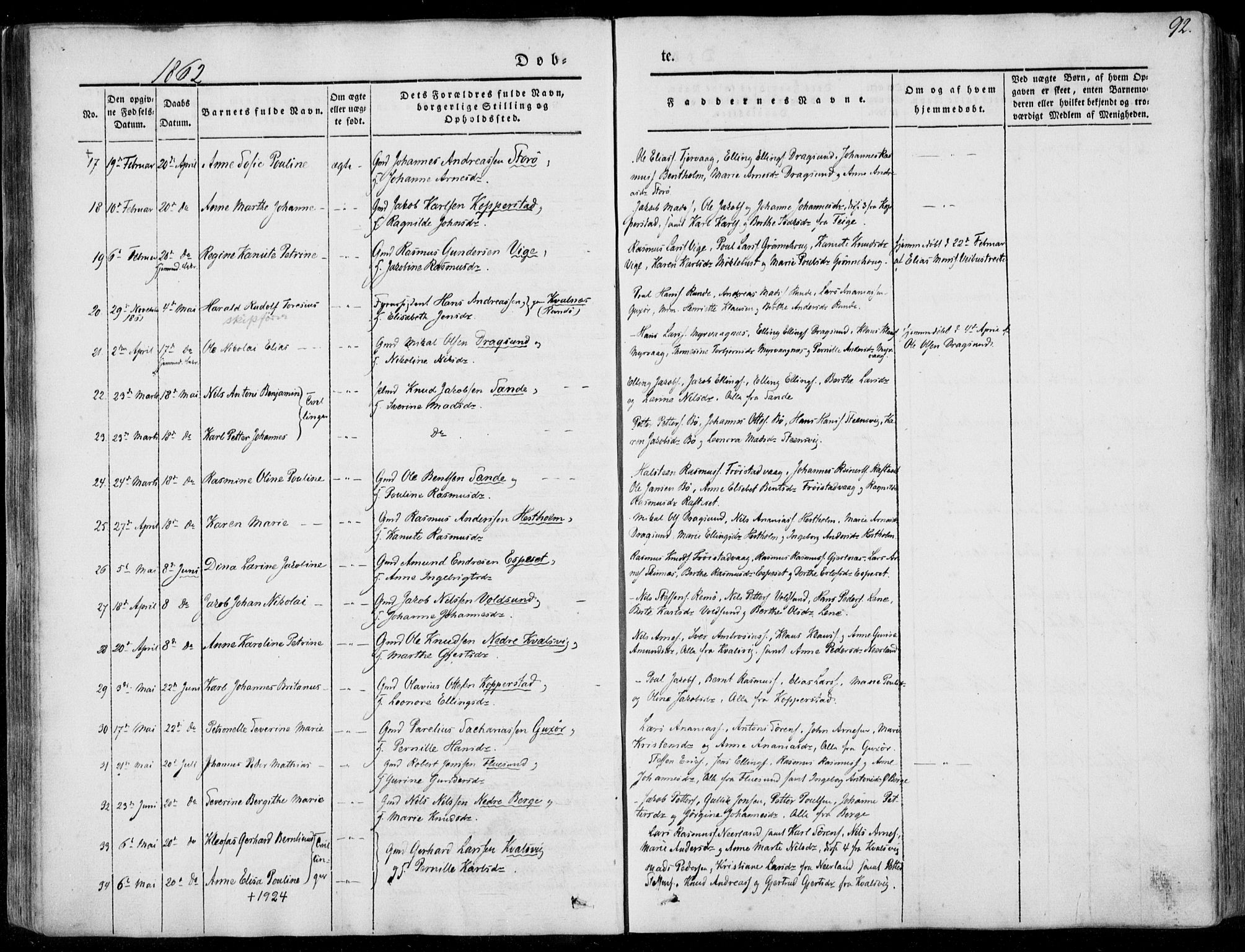 Ministerialprotokoller, klokkerbøker og fødselsregistre - Møre og Romsdal, AV/SAT-A-1454/507/L0070: Parish register (official) no. 507A05, 1842-1873, p. 92