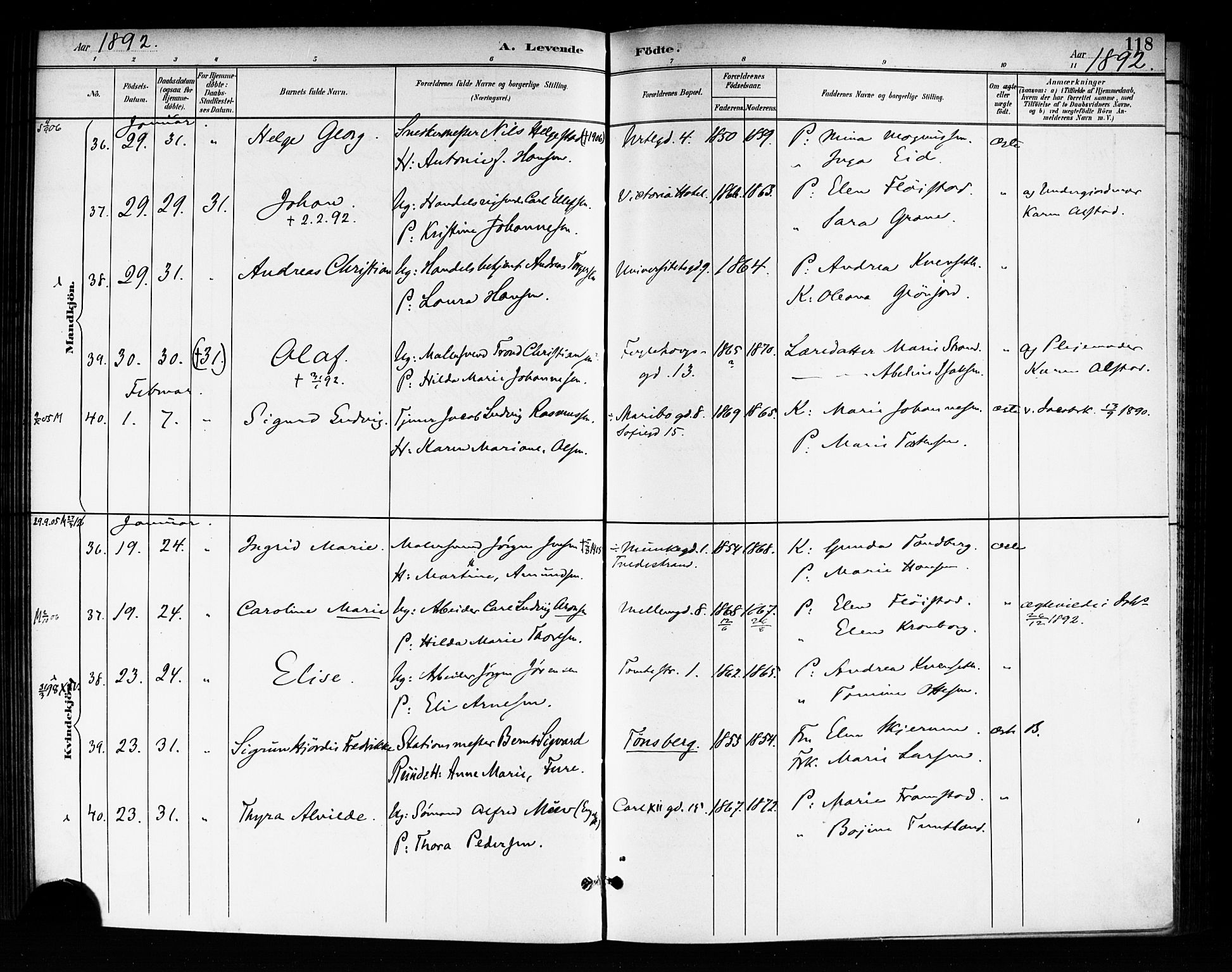 Rikshospitalet prestekontor Kirkebøker, AV/SAO-A-10309b/F/L0008: Parish register (official) no. 8, 1890-1893, p. 118