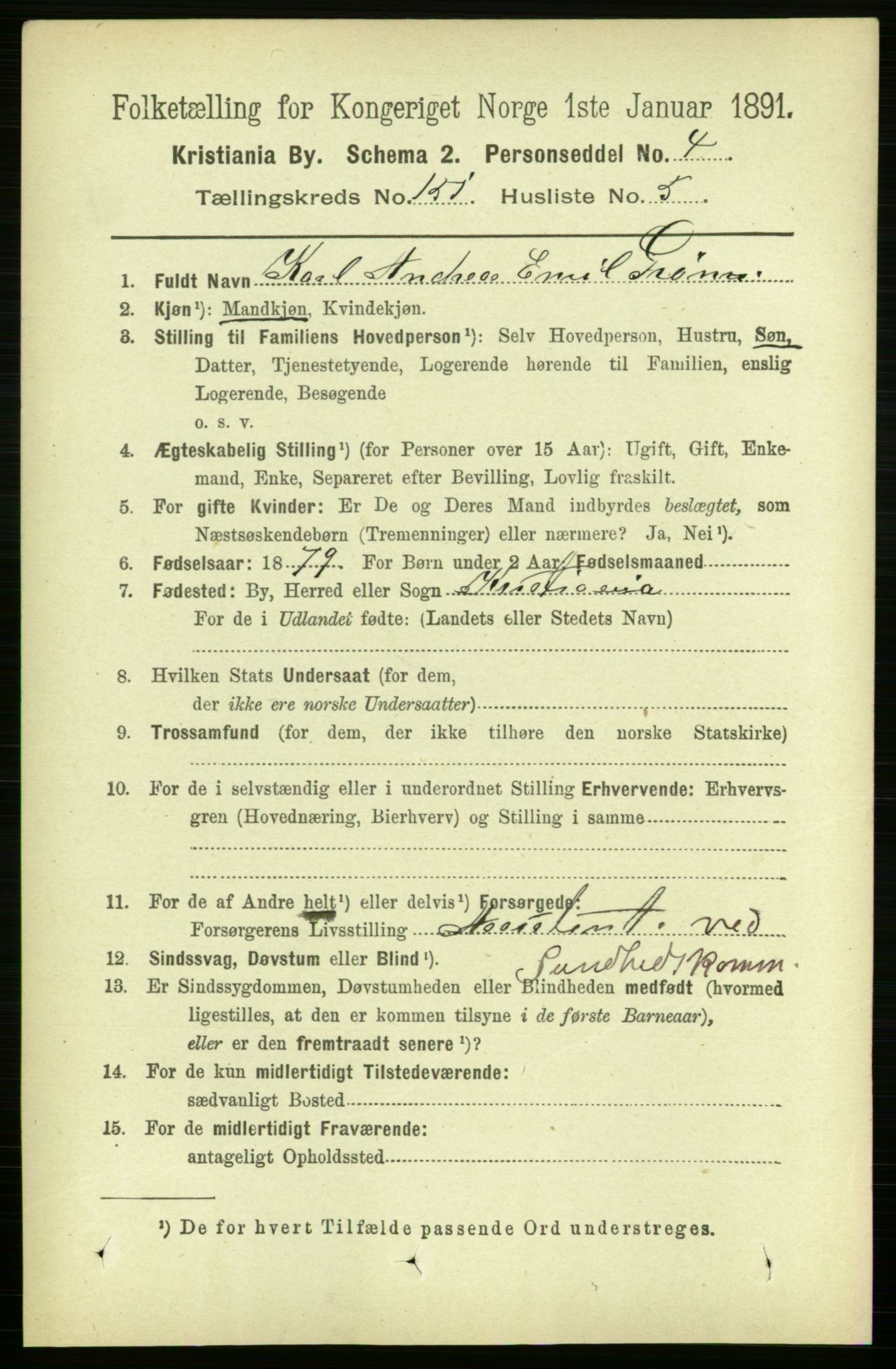 RA, 1891 census for 0301 Kristiania, 1891, p. 84470
