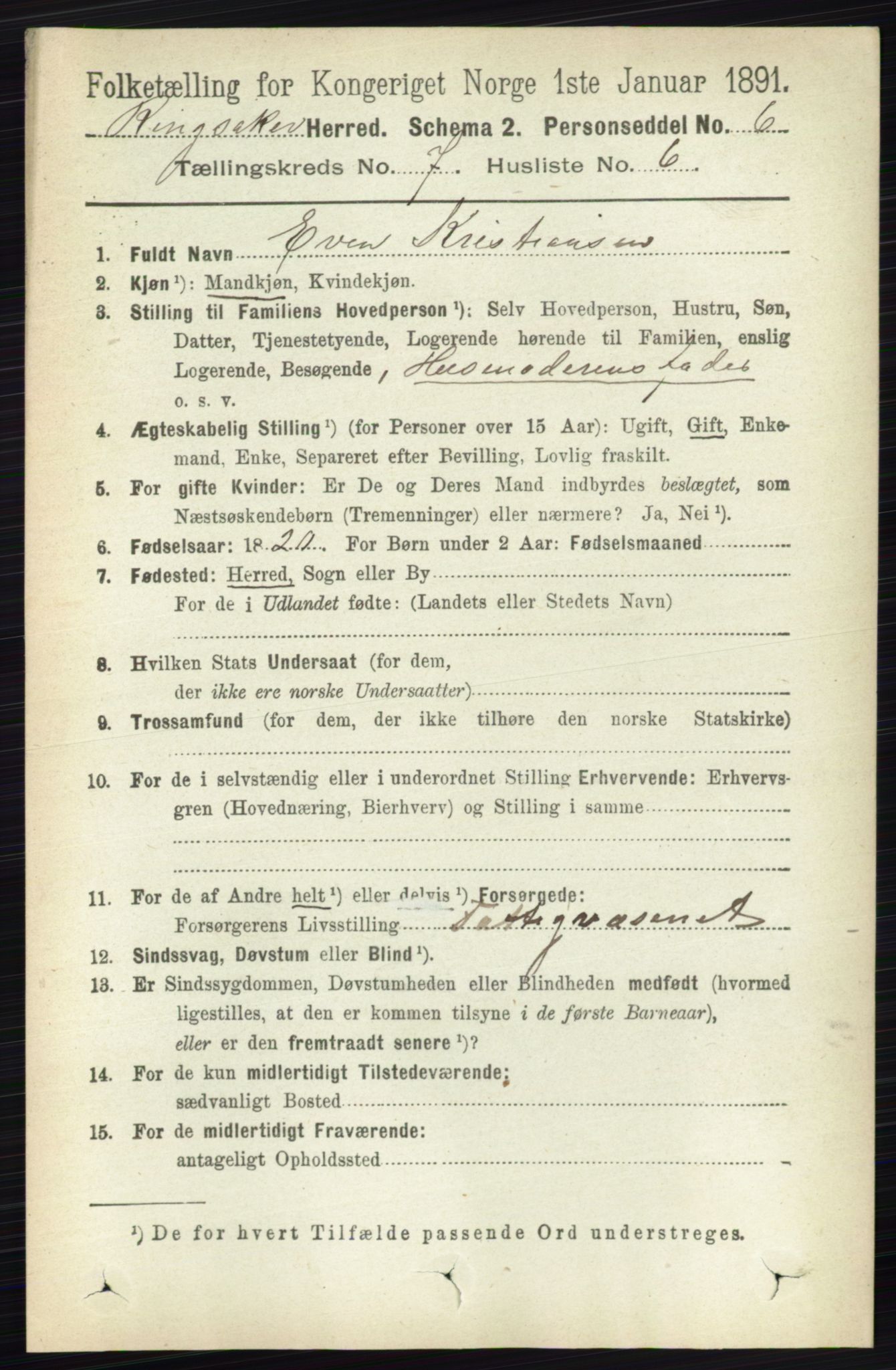 RA, 1891 census for 0412 Ringsaker, 1891, p. 3916