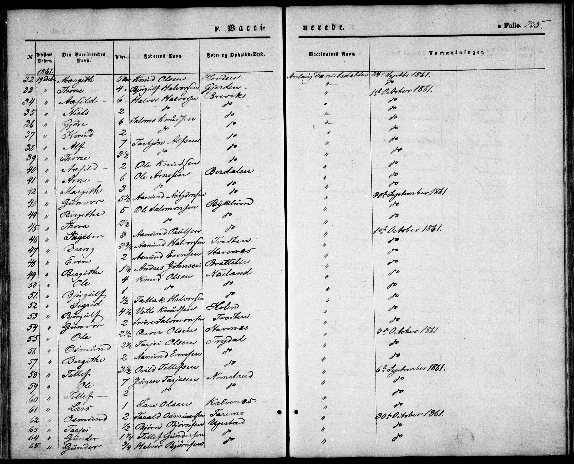 Valle sokneprestkontor, SAK/1111-0044/F/Fa/Fac/L0007: Parish register (official) no. A 7, 1854-1868, p. 235