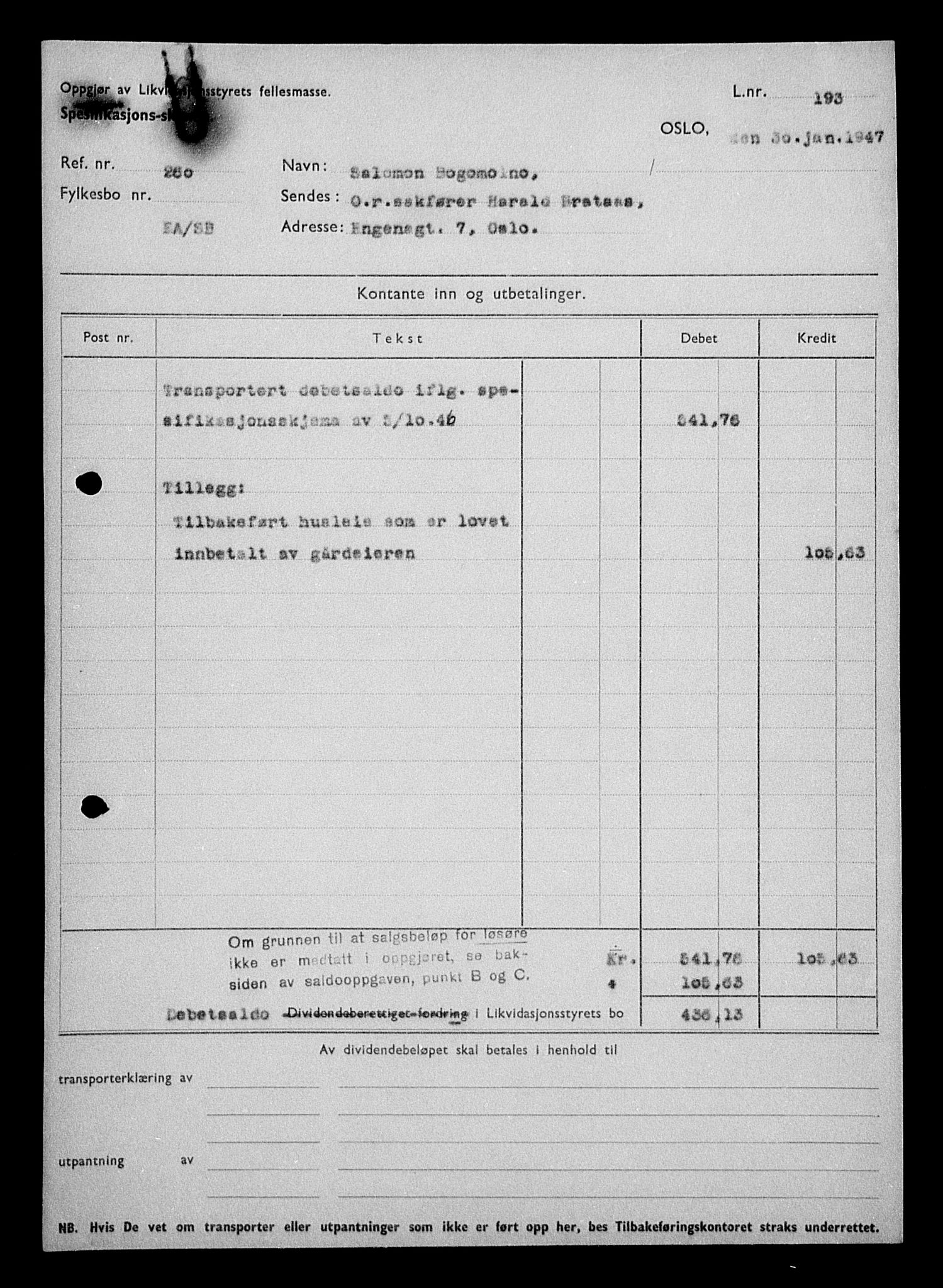 Justisdepartementet, Tilbakeføringskontoret for inndratte formuer, AV/RA-S-1564/H/Hc/Hcc/L0927: --, 1945-1947, p. 352