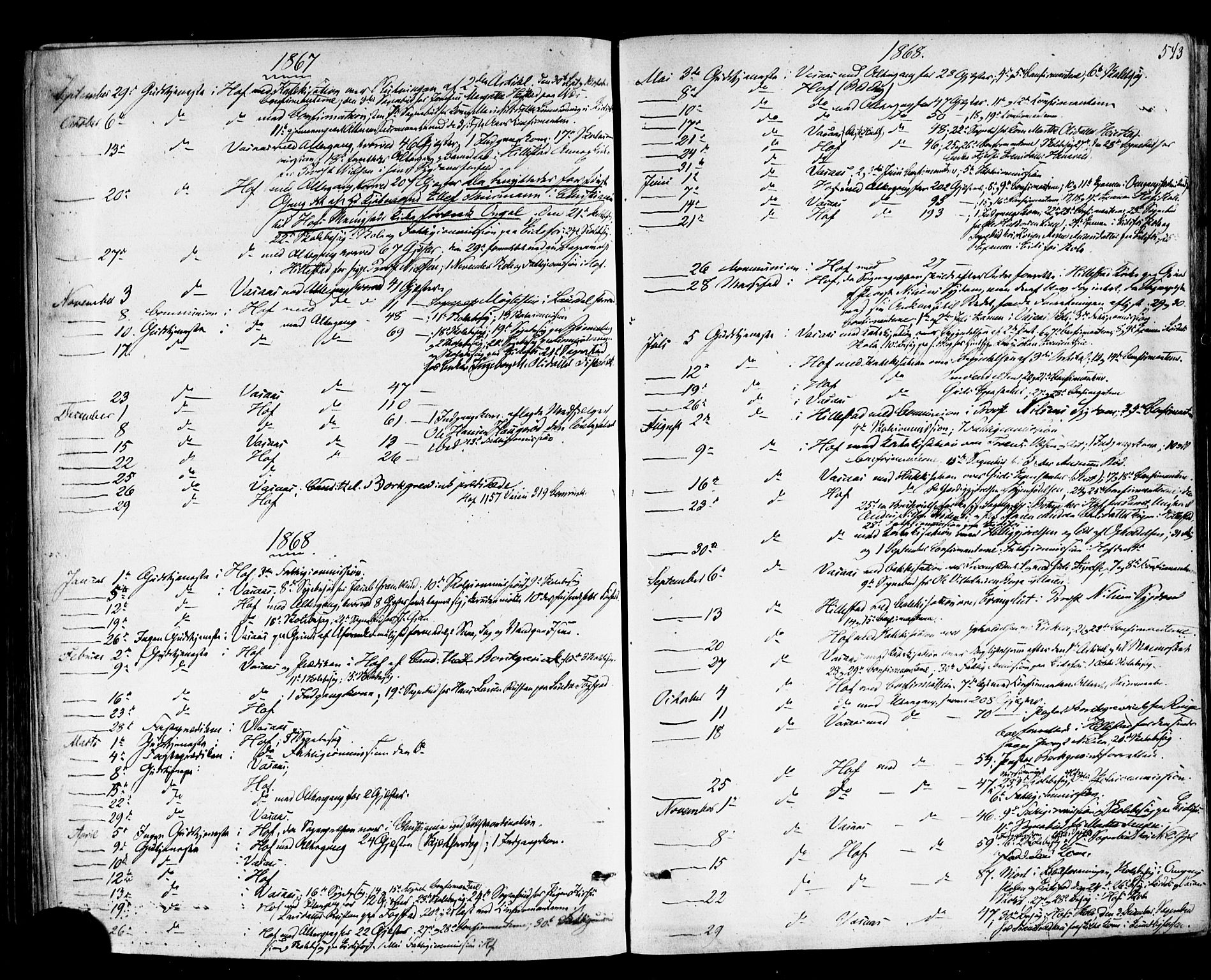 Hof kirkebøker, SAKO/A-64/F/Fa/L0006: Parish register (official) no. I 6, 1851-1877, p. 543