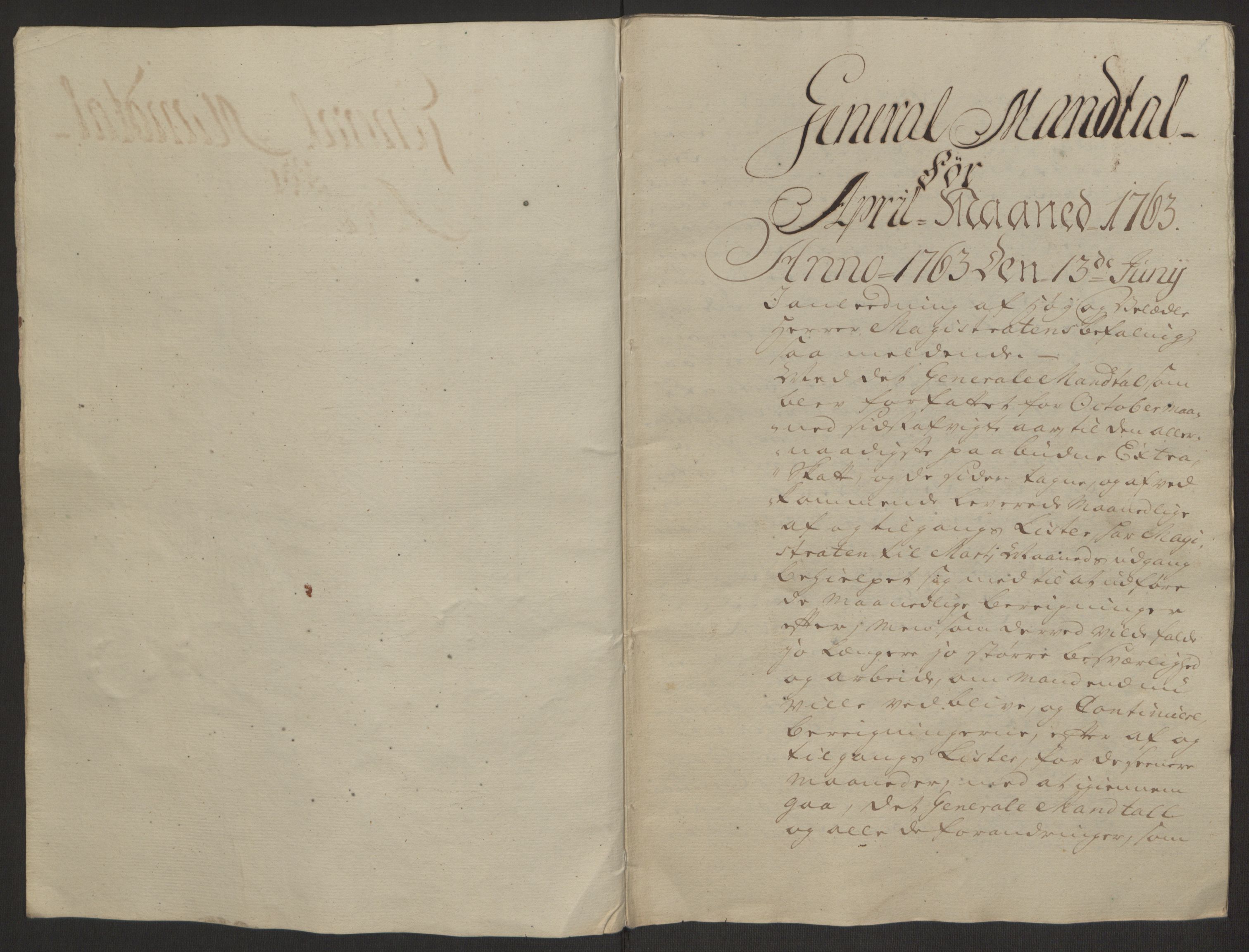 Rentekammeret inntil 1814, Reviderte regnskaper, Byregnskaper, RA/EA-4066/R/Rp/L0366/0001: [P20] Kontribusjonsregnskap / Ekstraskatt, 1763, p. 71