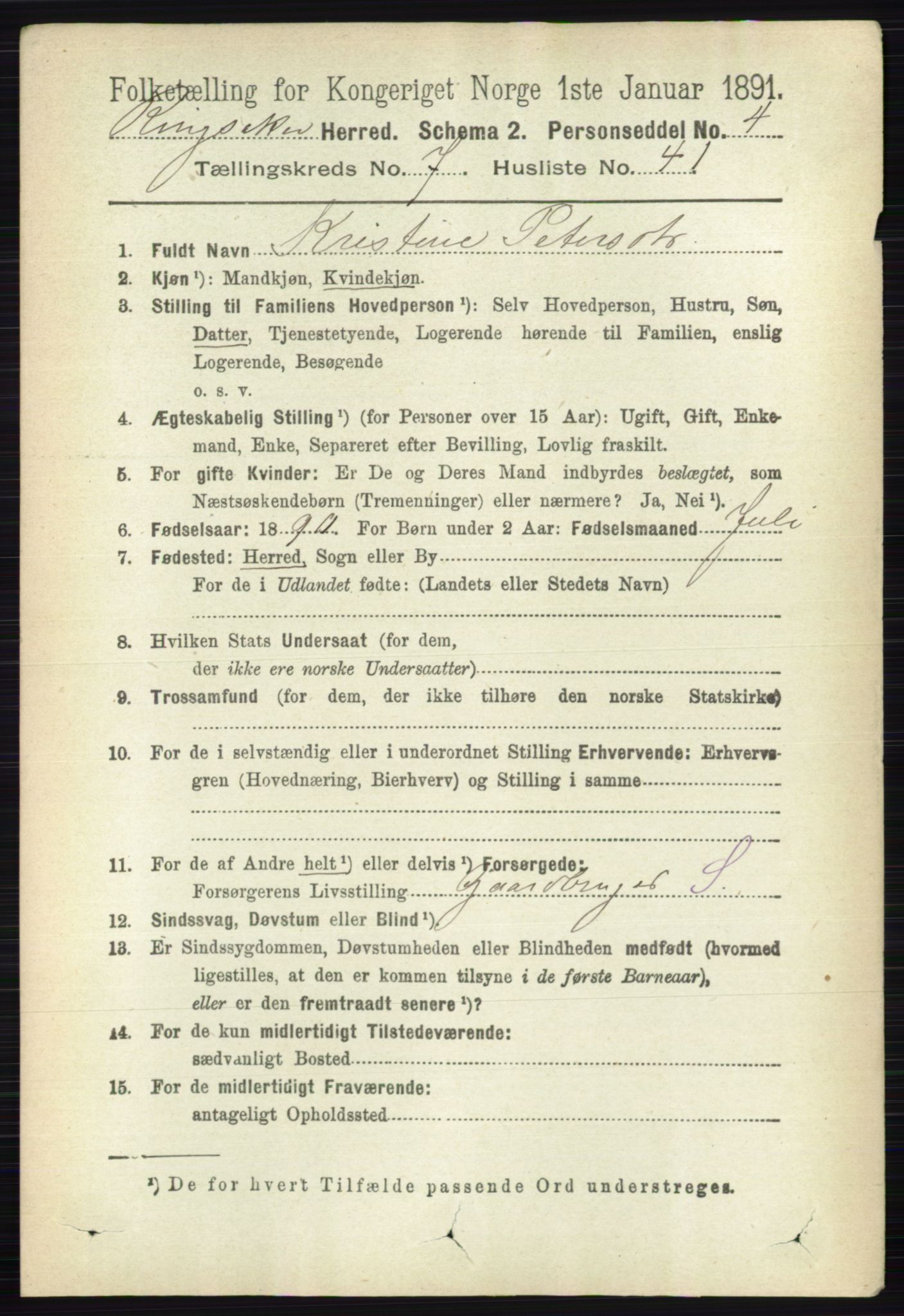 RA, 1891 census for 0412 Ringsaker, 1891, p. 4166