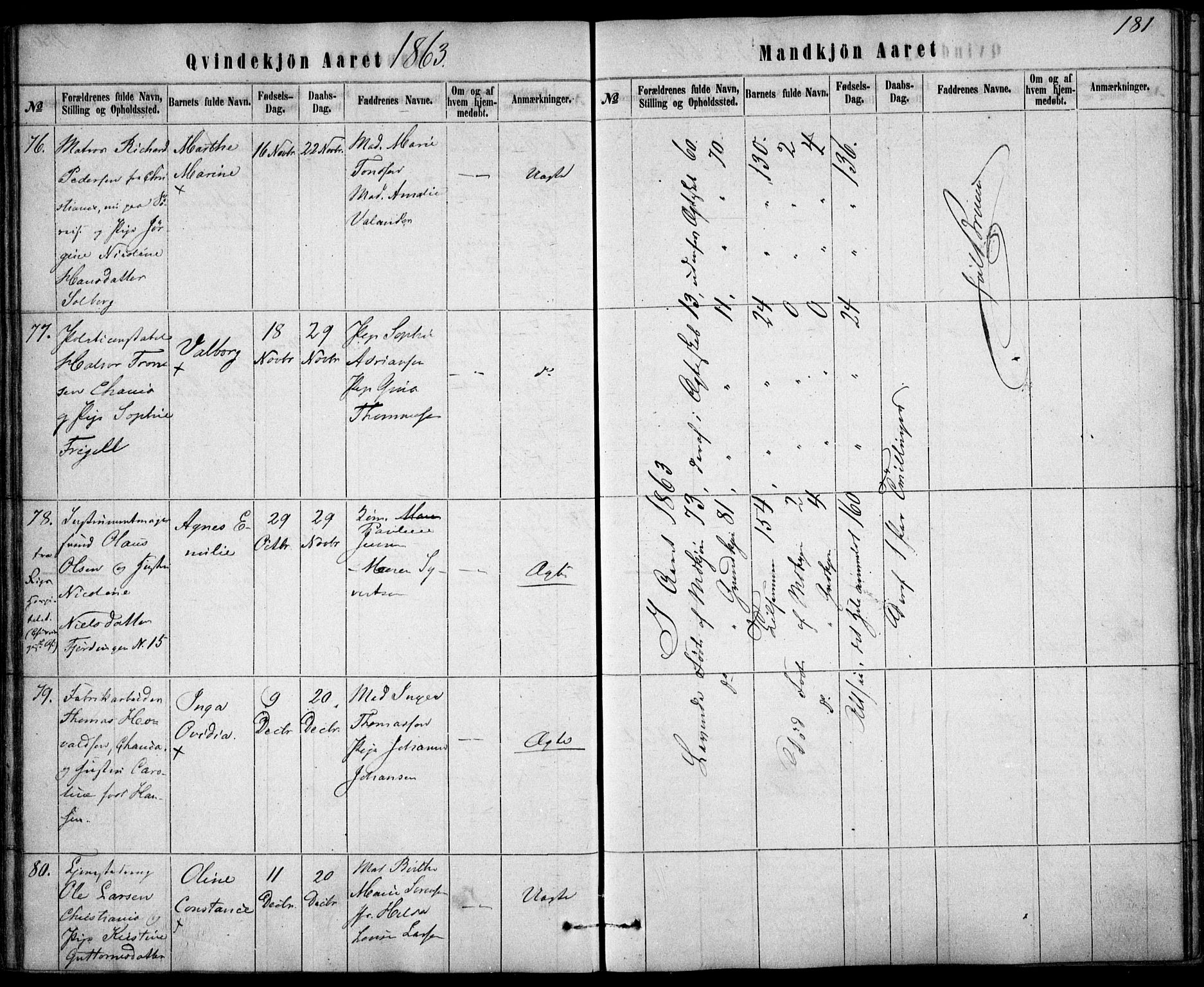 Rikshospitalet prestekontor Kirkebøker, AV/SAO-A-10309b/F/L0004: Parish register (official) no. 4, 1853-1870, p. 181