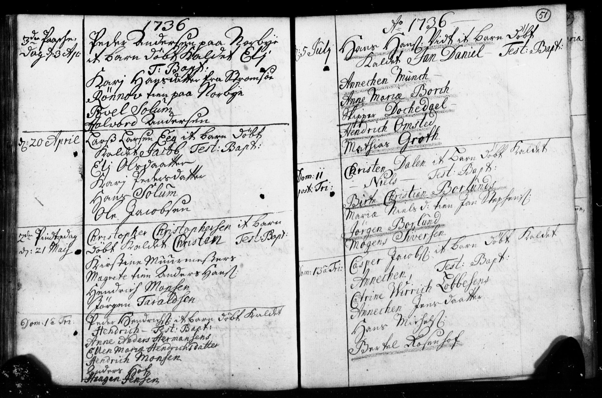 Strømsø kirkebøker, AV/SAKO-A-246/F/Fb/L0001: Parish register (official) no. II 1, 1725-1737, p. 51