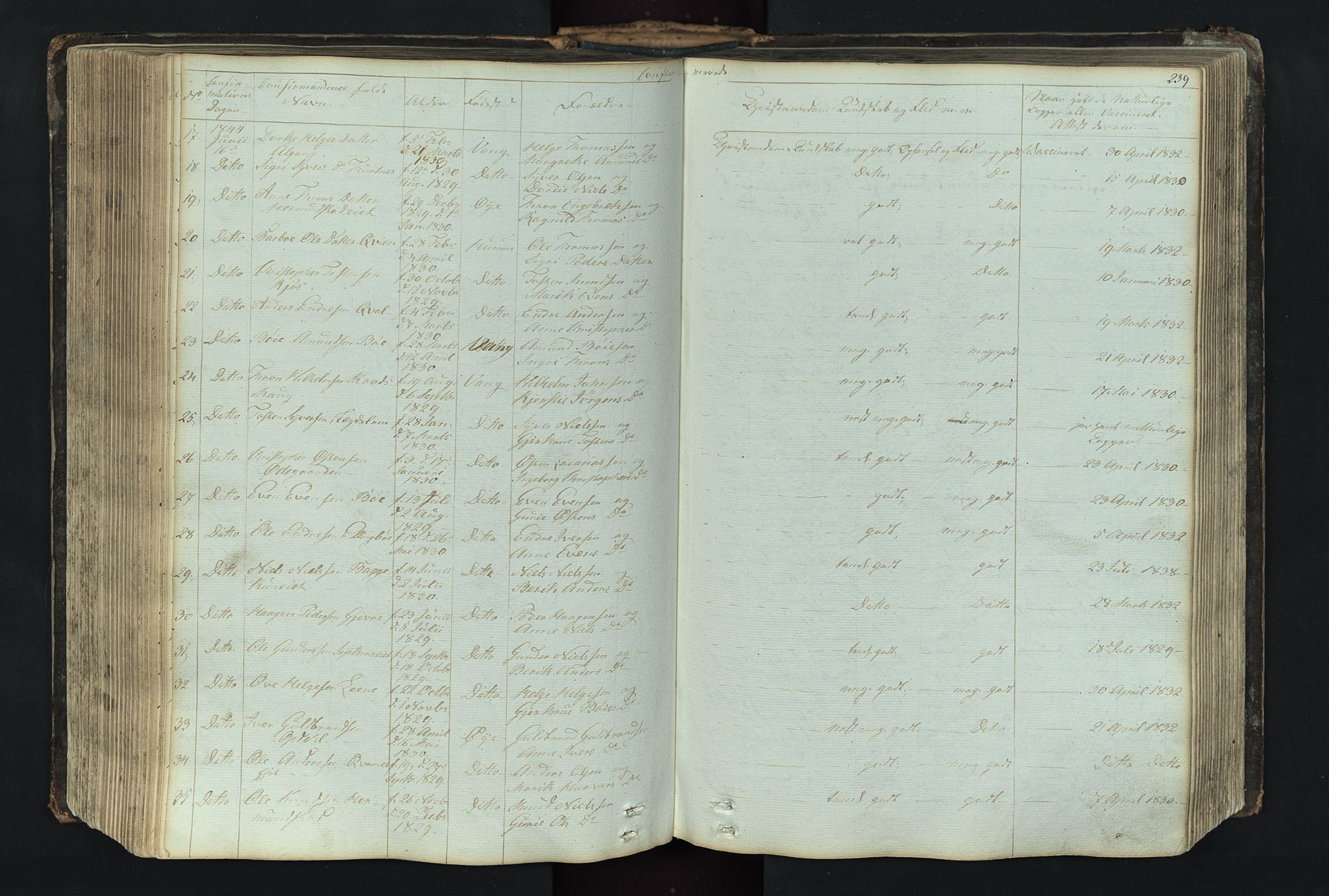Vang prestekontor, Valdres, SAH/PREST-140/H/Hb/L0004: Parish register (copy) no. 4, 1835-1892, p. 239
