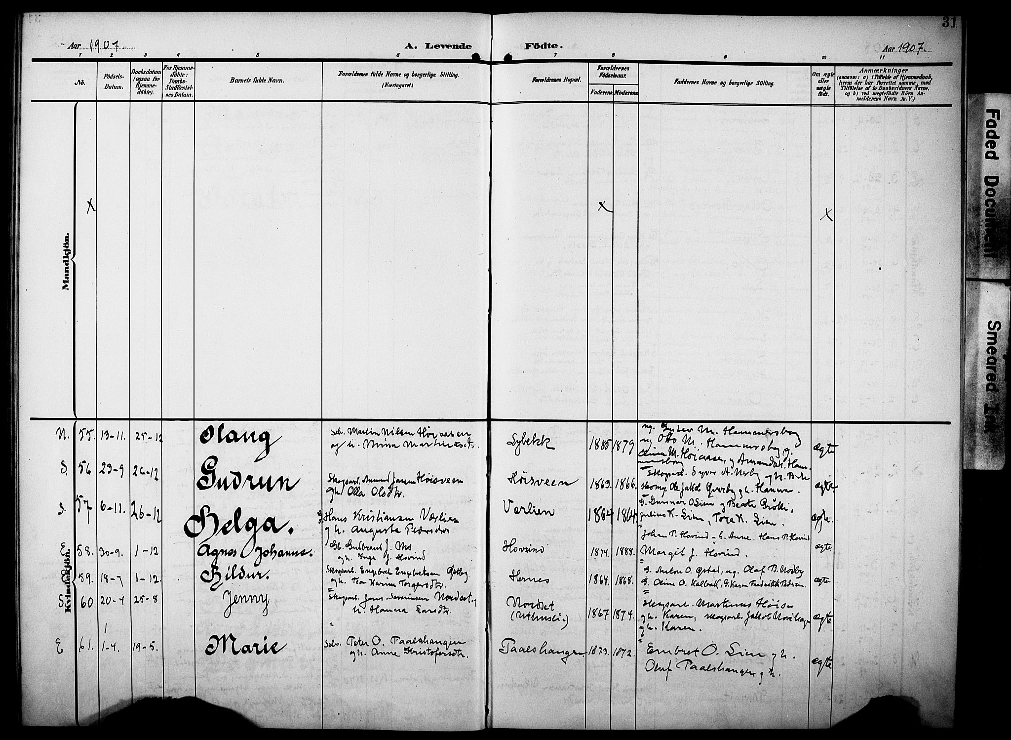 Elverum prestekontor, SAH/PREST-044/H/Ha/Haa/L0016: Parish register (official) no. 16, 1903-1912, p. 31